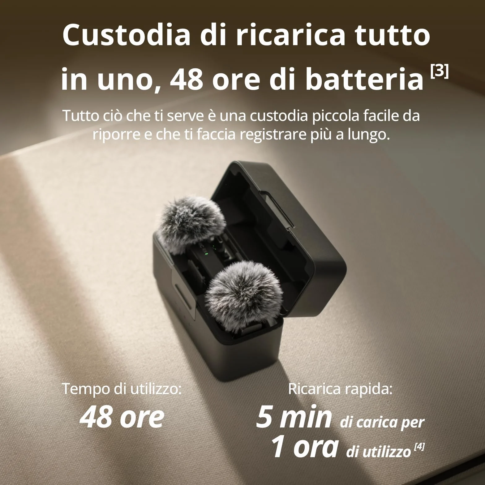 DJI Mic Mini 2 TX + 1 RX Wireless Microfono Leggero 48 Ore Cancellazione Rumore per Fotocamere iPhone Android Vlog