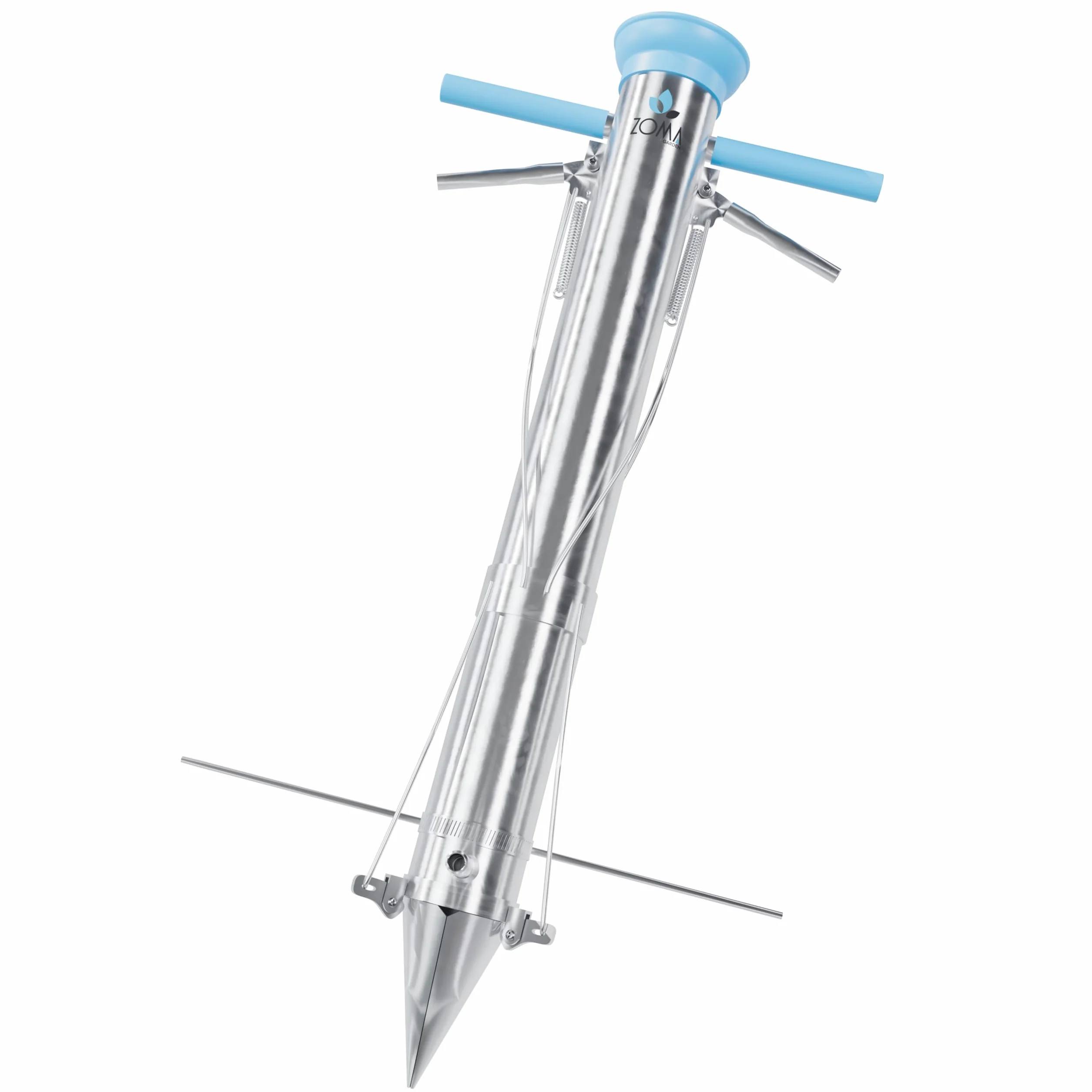 ZOMA Piantatore da orto professionale a 3 bocche con distanziatore e doppia manopola, piantatore veloce in metallo per piantine, ortaggi e bulbi.