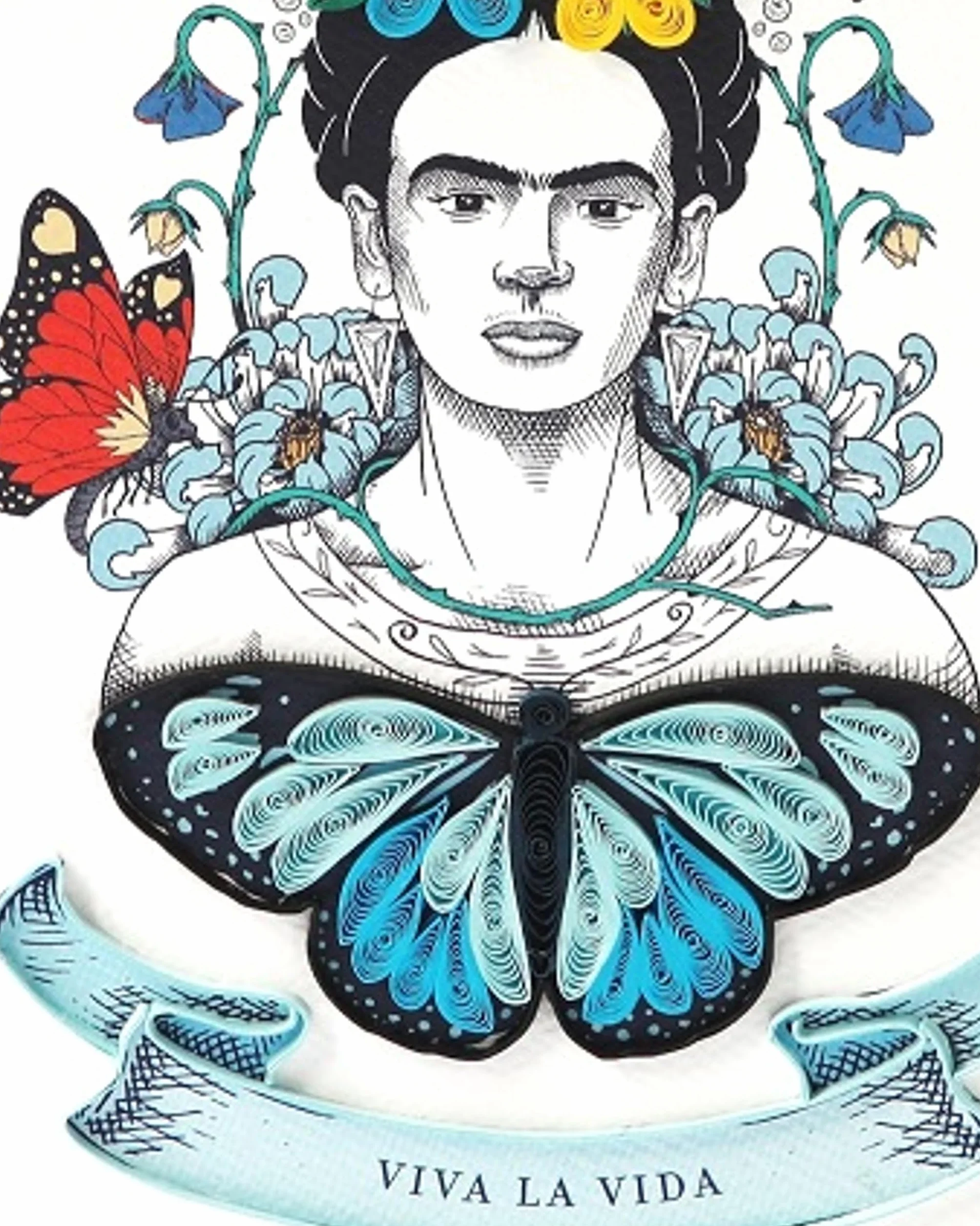 Frida Kahlo Butterflies Quilling Biglietto regalo Filigrana compleanno ricorrenze con busta