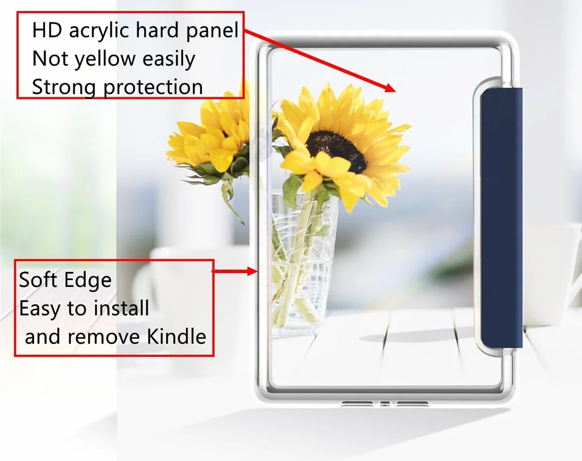 Custodia Premium Pu Leather & Clear Acrylic per Amazon Kindle Paperwhite 10a Gen 2018 PQ94WIF