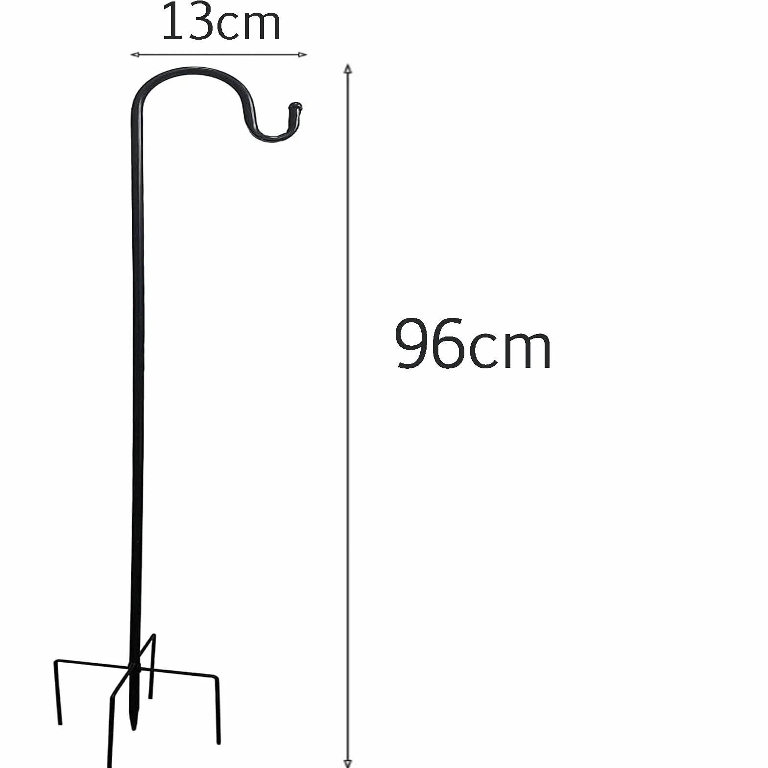 Gancio per pastore da giardino in metallo 96cm con gancio per fioriera lanterne luci decorazioni 2 Nero