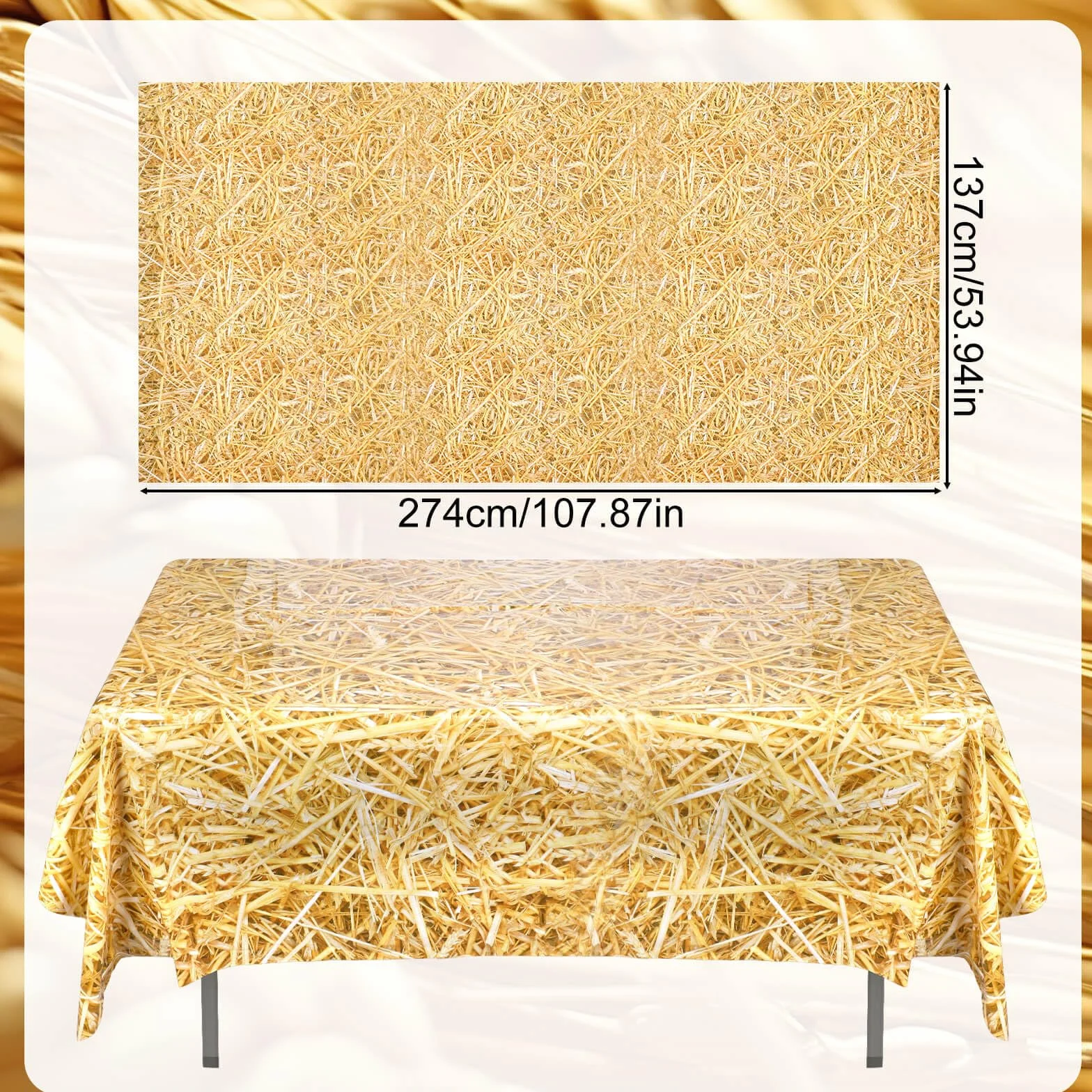 Tovaglie di Paglia 274x137cm Plastica Decorazioni Feste Cowboy Western Hawaiane
