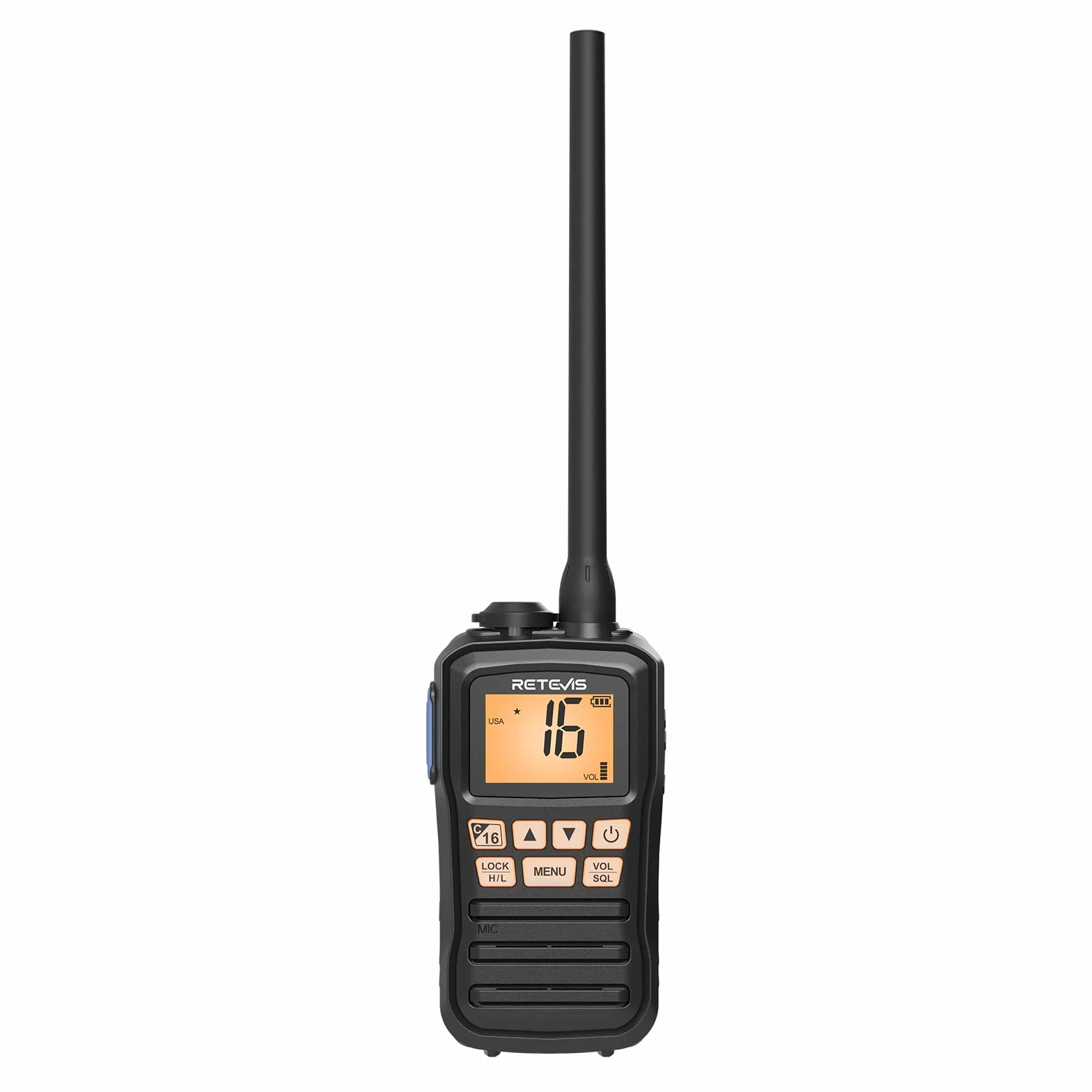 Retevis RM01P Marine Walkie Talkie IP67 Impermeabile VHF 88 Canali 1750mAh Tipo C Nero