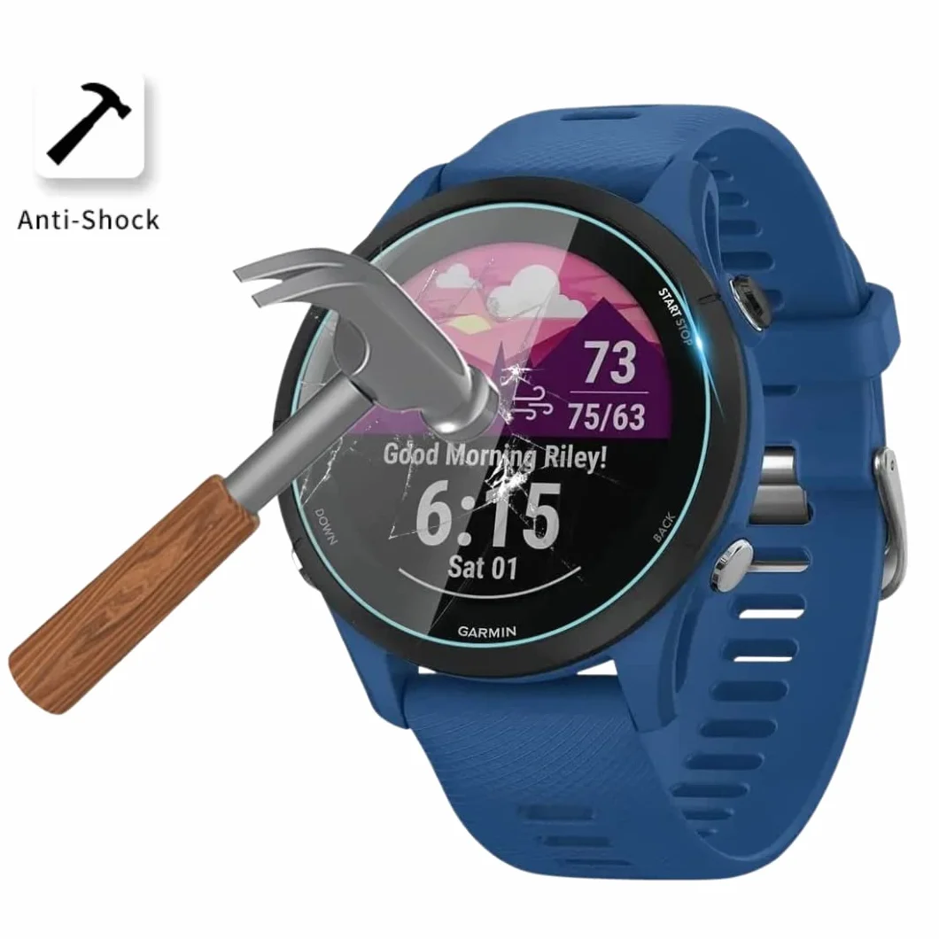 PHONILLICO Vetro temperato per Garmin Forerunner 255 / 255 Music [Set di 2] [40mm] Pellicola proteggi schermo anti graffio