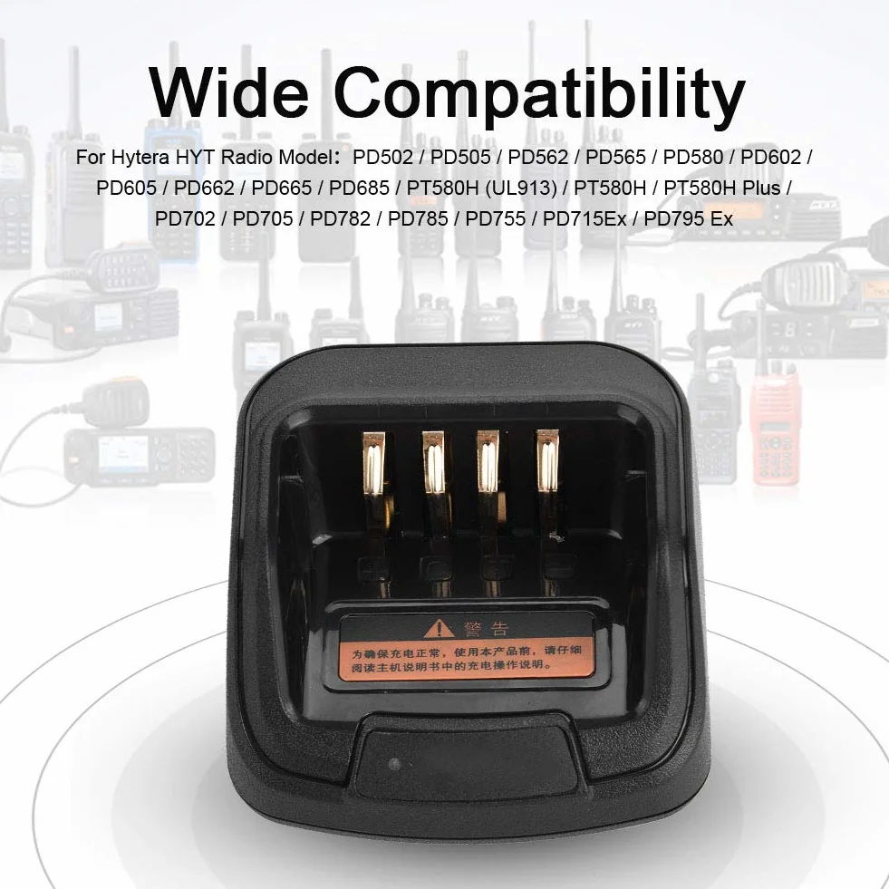 Hytera Caricabatterie Radio Batteria Base Dock di Ricarica per Walkie Talkie HYT 12V DC 1A 850mAh