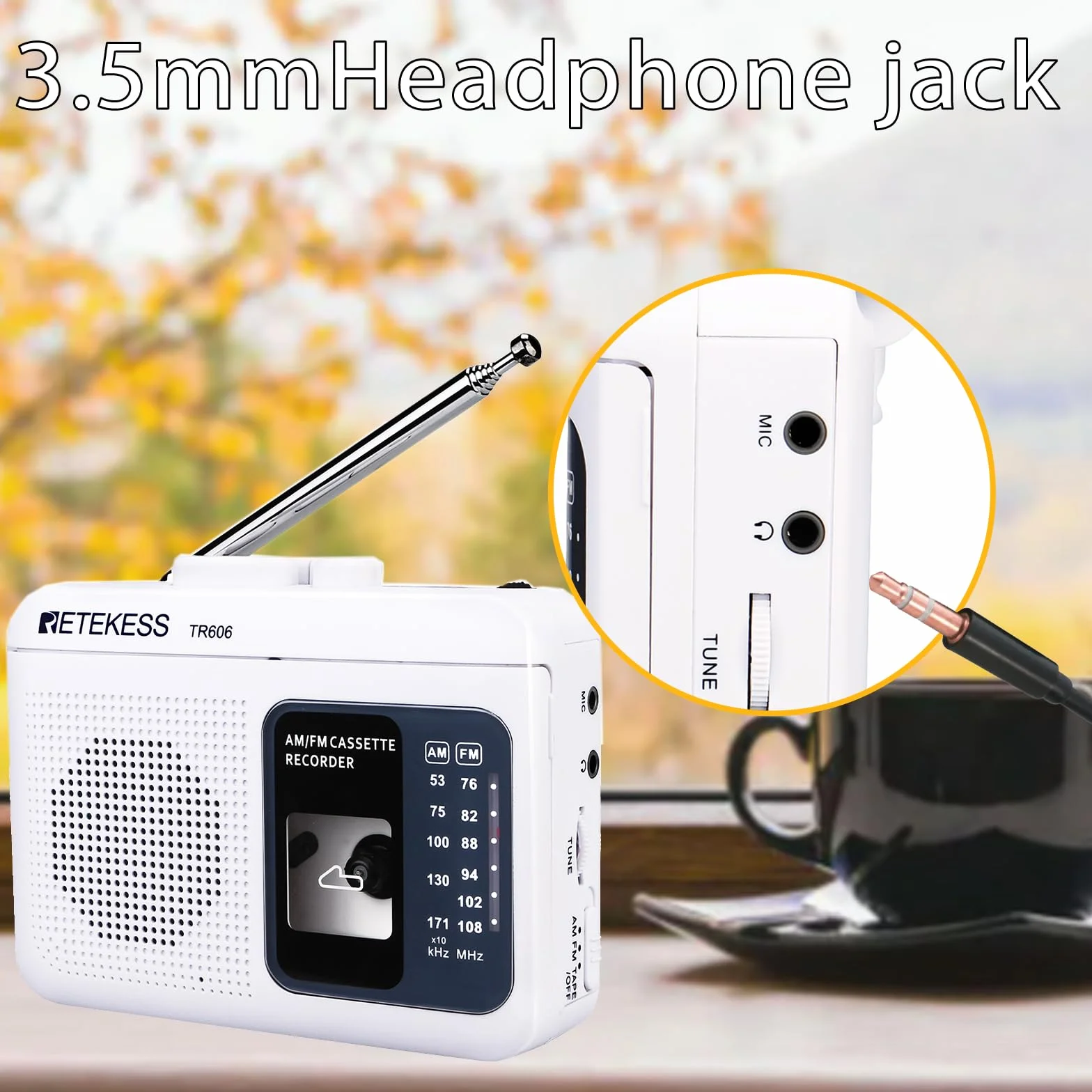 Retekess TR606 Registratore a Cassetta Portatile AM FM Radio
