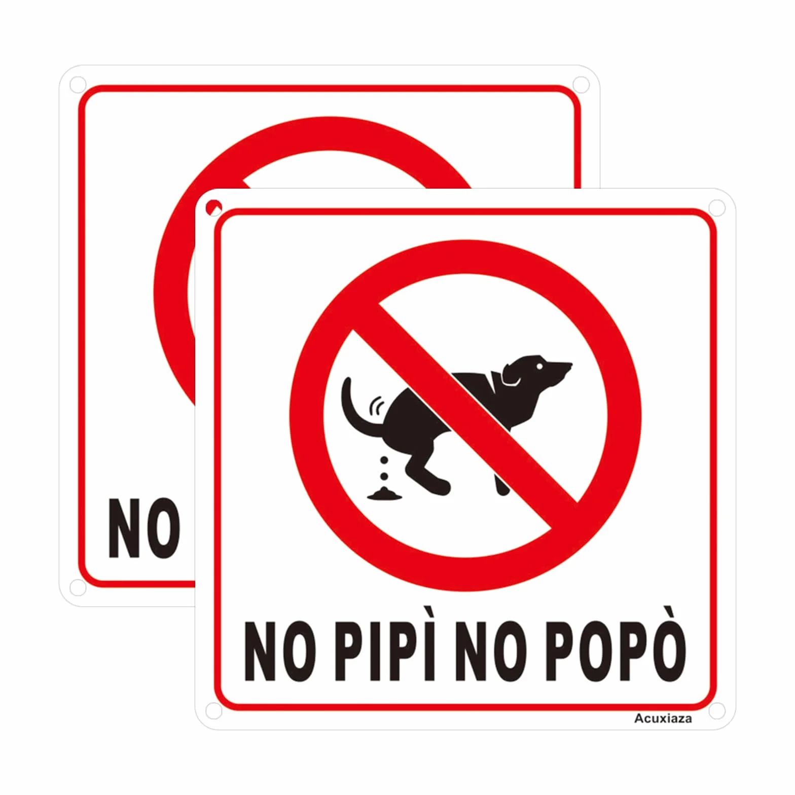 2 Pezzi Cartello per Cani No PIPÌ NO POPÒ 15x15 cm Cartello Feci Cane PVC Adesivo Divieto Cacca e Pipì per Cani Cartelli in PVC per esterno - interno
