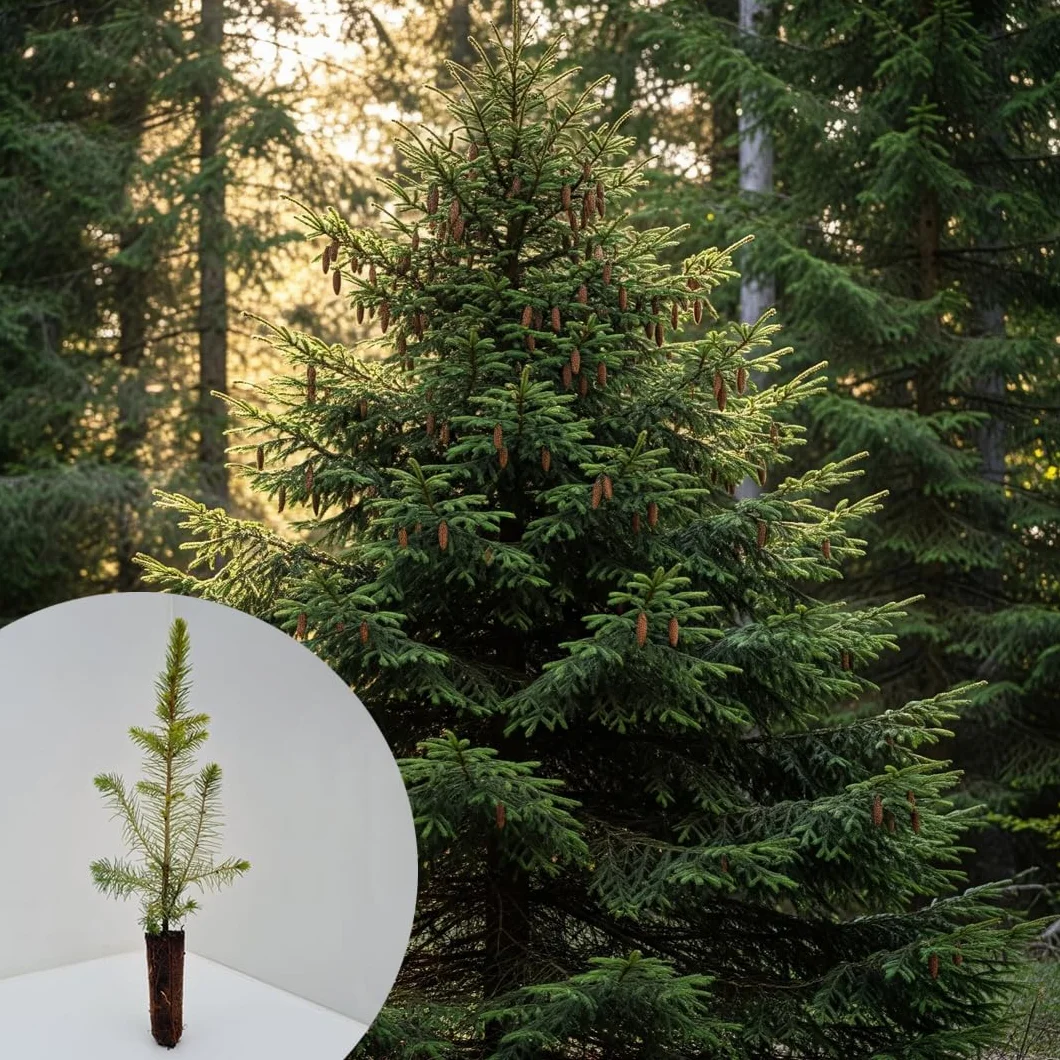 Abete Rosso, Picea Abies Peccio, Pianta in Vaso1 litro h 40/60 cm Albero di Natale Vivaio di Castelletto