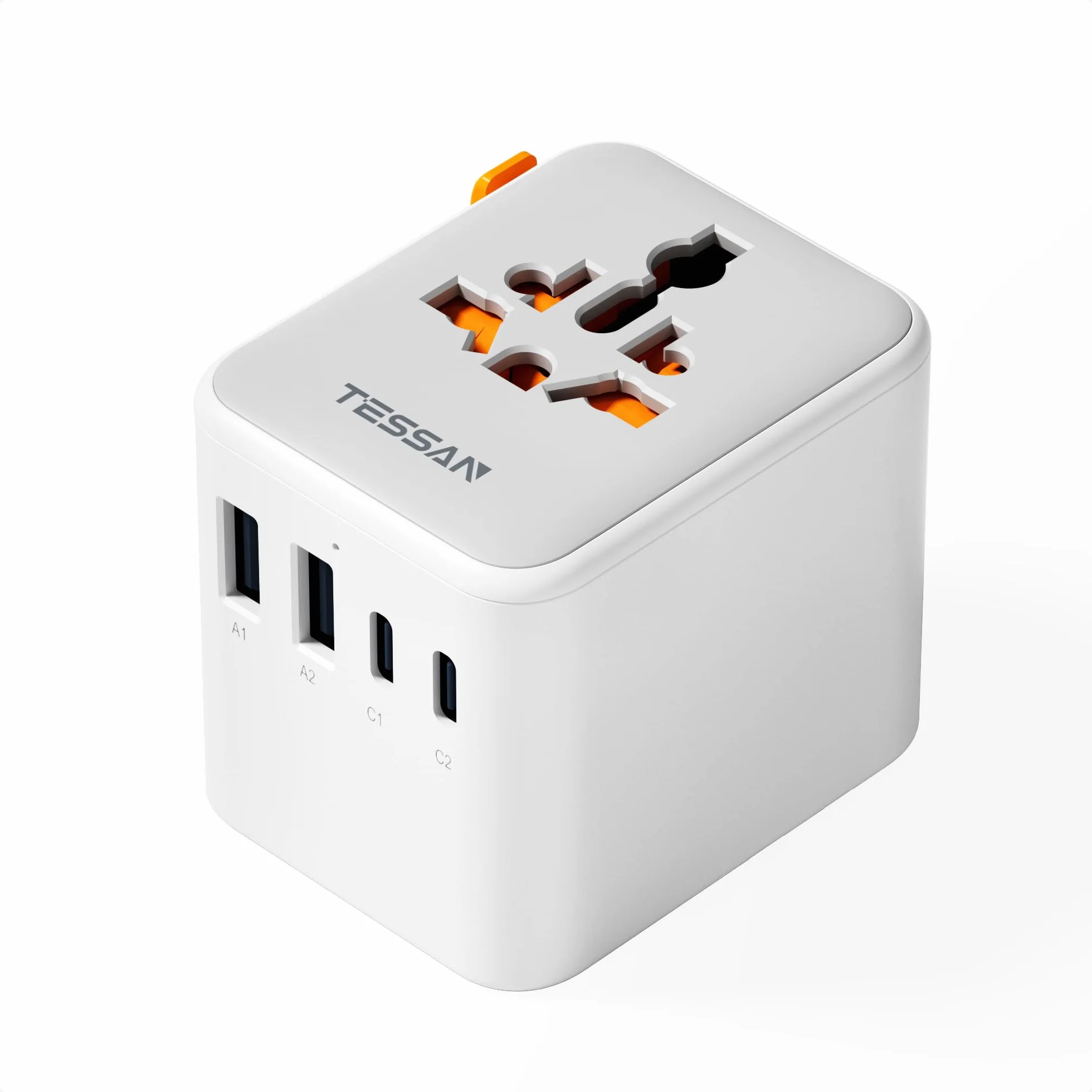 TESSAN Adattatore Universale da Viaggio con 2 USB C e 2 USB A, Presa per Spina Internazionale