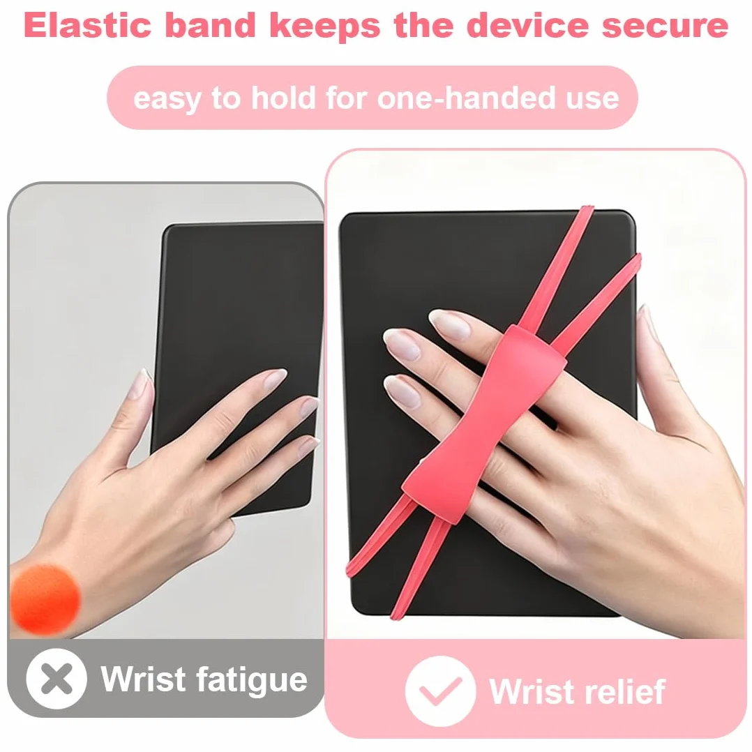 Comodo Supporto con Cinturino da Mano Accessorio di Presa per Lettura a Letto Compatibile con Kindle Paperwhite Oasis Kobo Tablet (4,7-8") Rosa