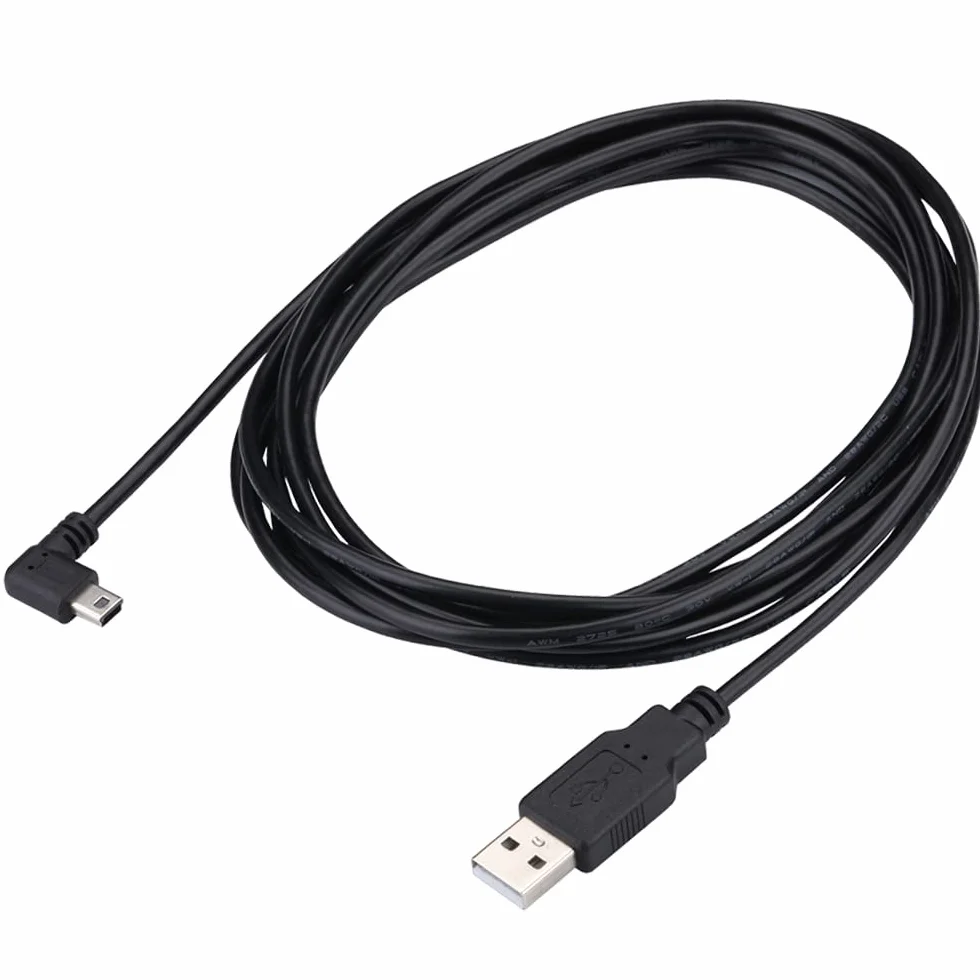 10FT USB A Male to Mini USB 90 Degree Right Angle Cable for Garmin Dash Cam GPS GoPro Hero 4 3+