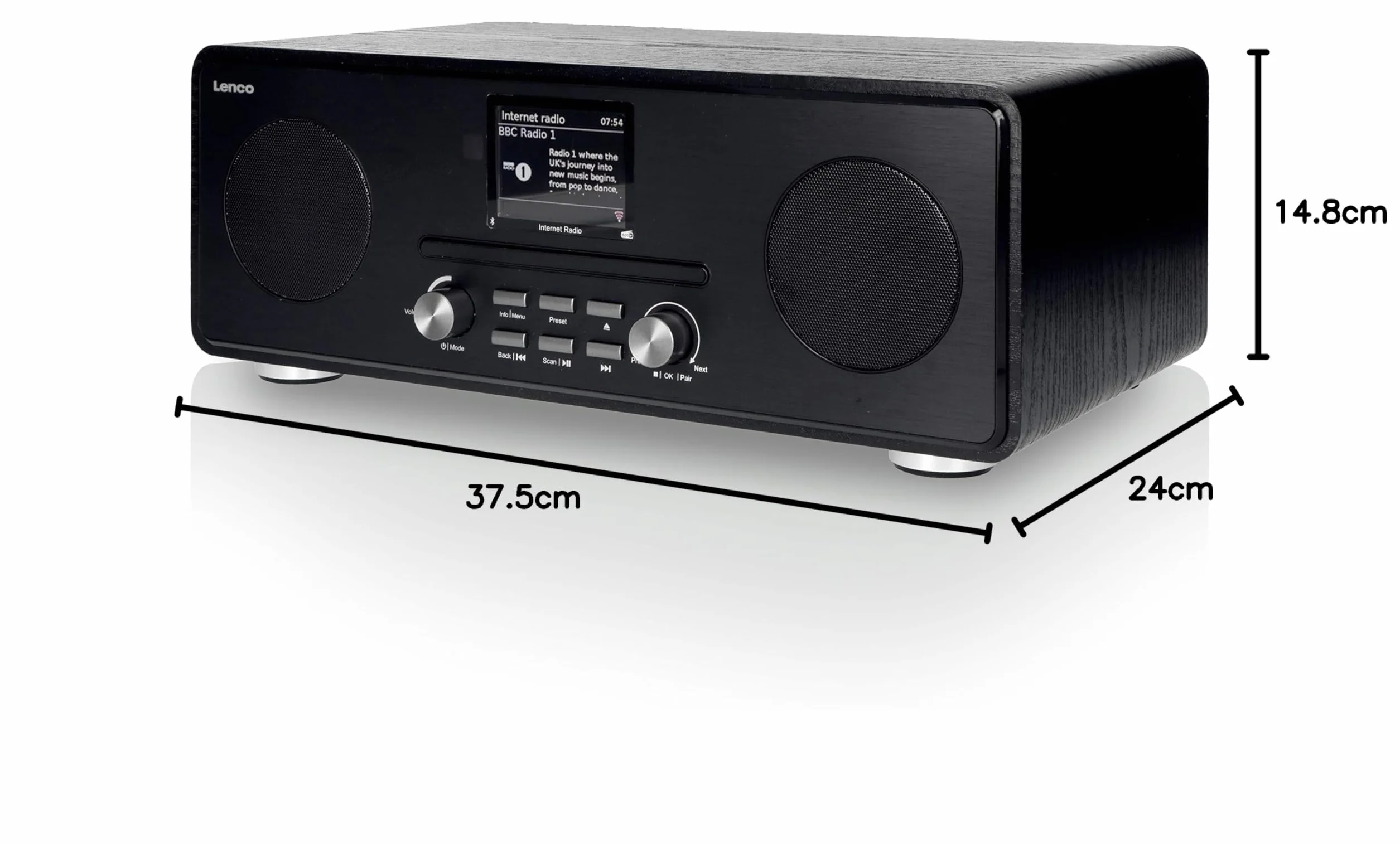 Lenco DIR 260 Internet Radio Wi-Fi Bluetooth DAB+ FM CD AUX 2x10W RMS Nero
