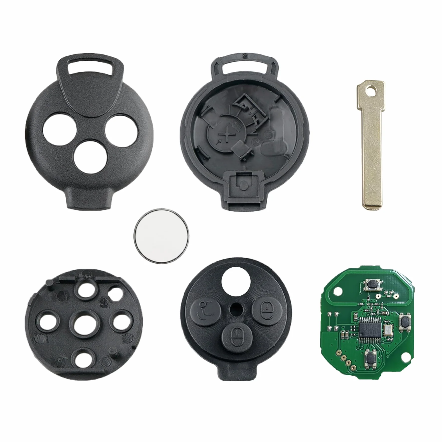 Heart Horse 3 Tasti Ricambio Chiave Telecomando Auto Compatibile Mercedes Benz Smart Fortwo 451 433MHz PCF7941