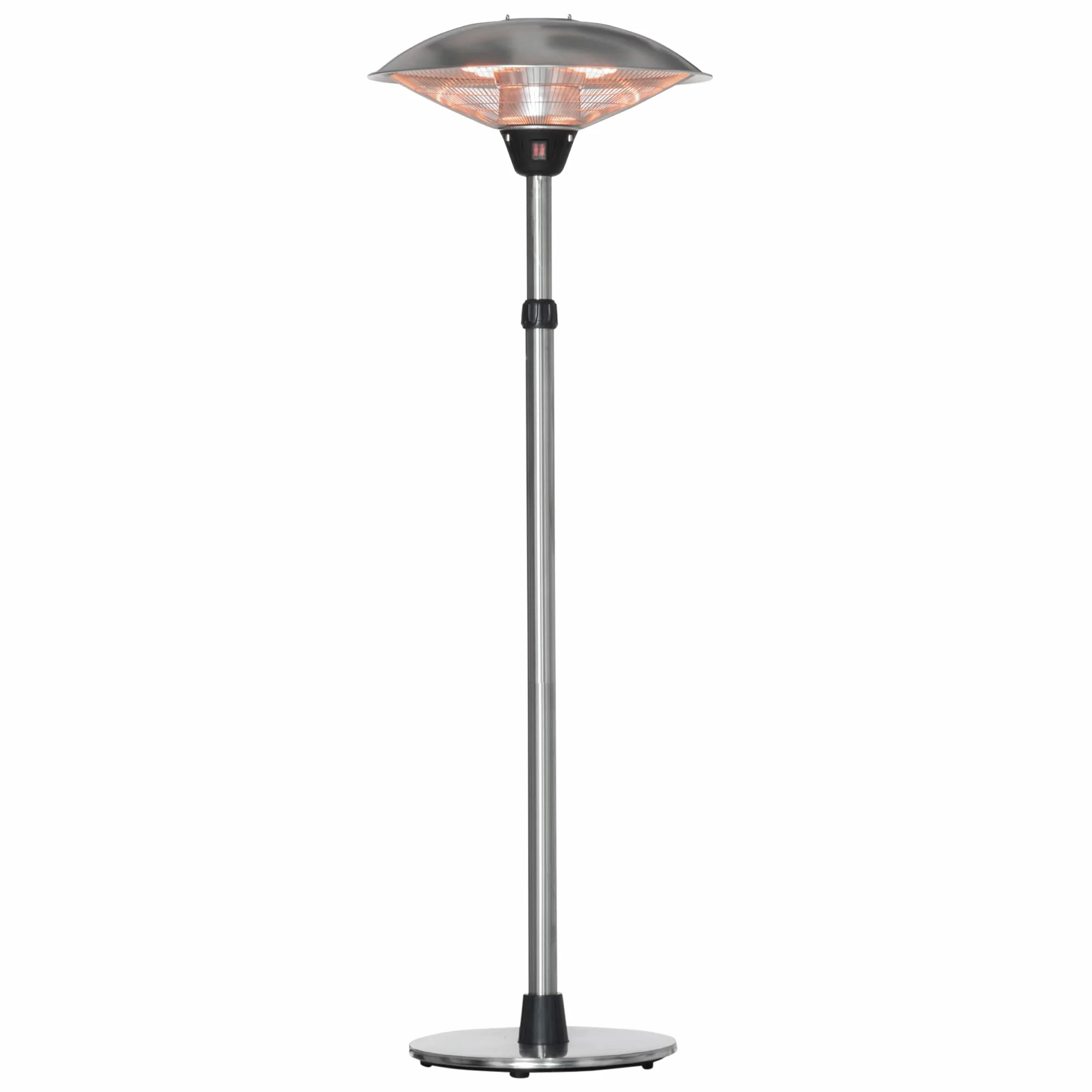 Outsunny Fungo Riscaldante da Esterno con 3 Temperature fino 3000W, Stufa a Infrarossi con Altezza Regolabile in Acciaio e Alluminio, Argento