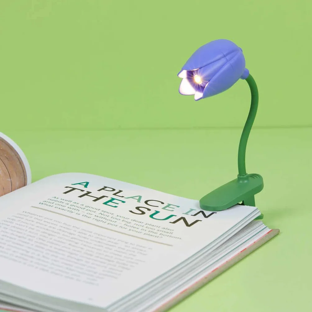 Balvi Lampada Flessibile con Clip a Forma di Tulipano per Lettura Colore Lilla