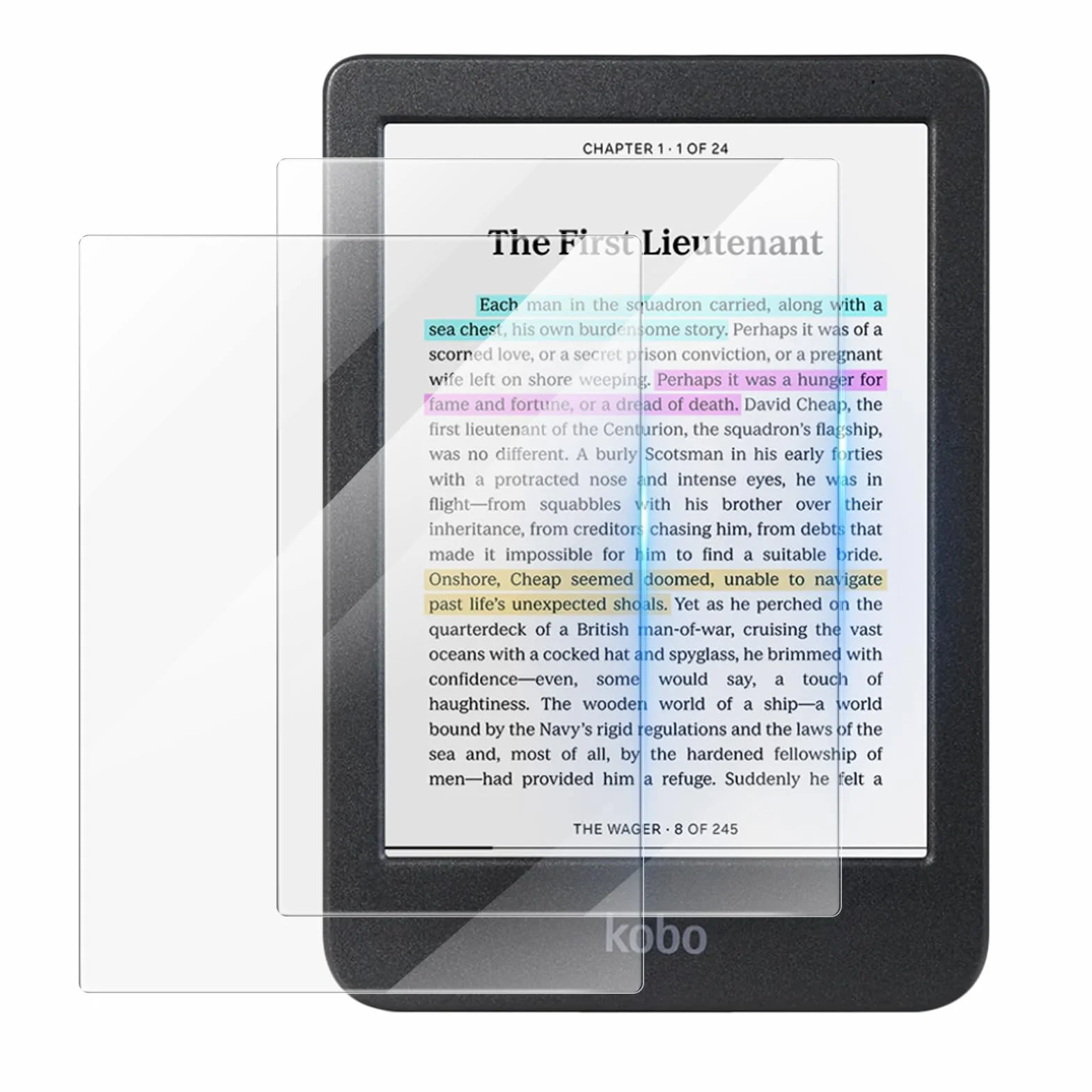 MoKo 2 Pezzi Pellicole Vetro Temperato per Kobo Clara Color & Clara BW 2024, 9H Anti-Graffio HD Trasparente