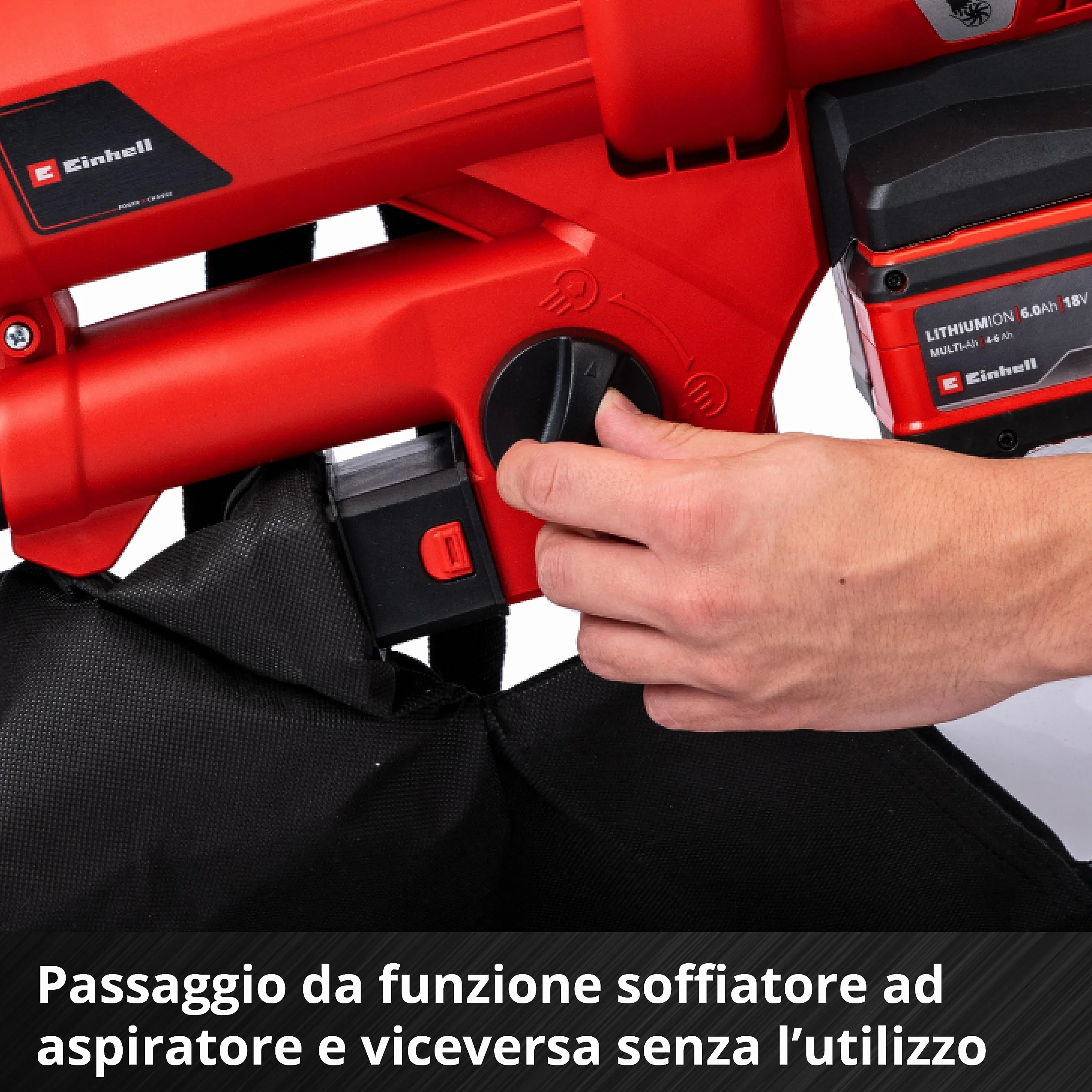 Einhell 3433600 Solo Soffiatore, Aspiratore A Batteria, Rosso/Nero