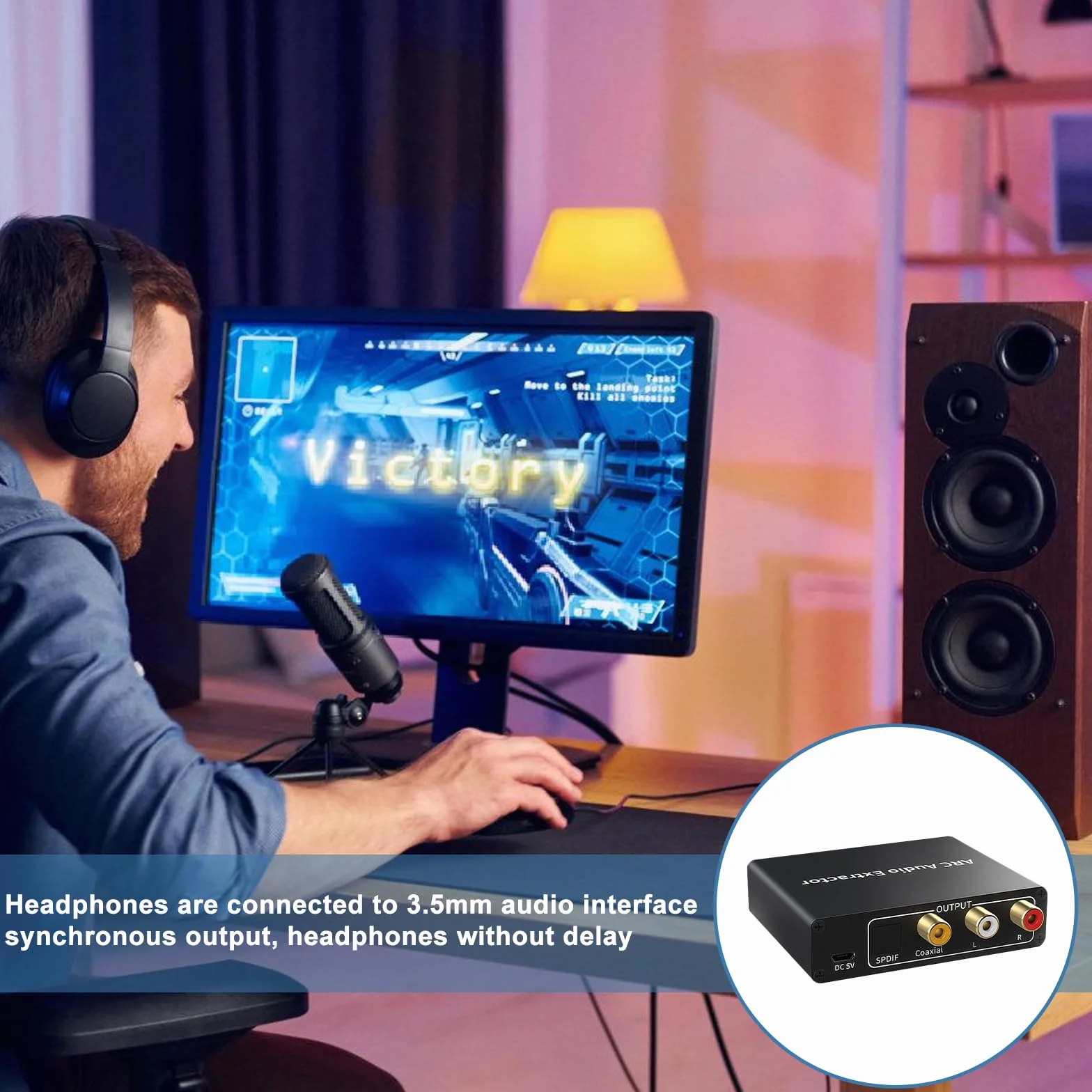 Konwerter HDMI ARC DAC audio optyczny koncentryczny 3,5 mm do soundbar home theater HDTV