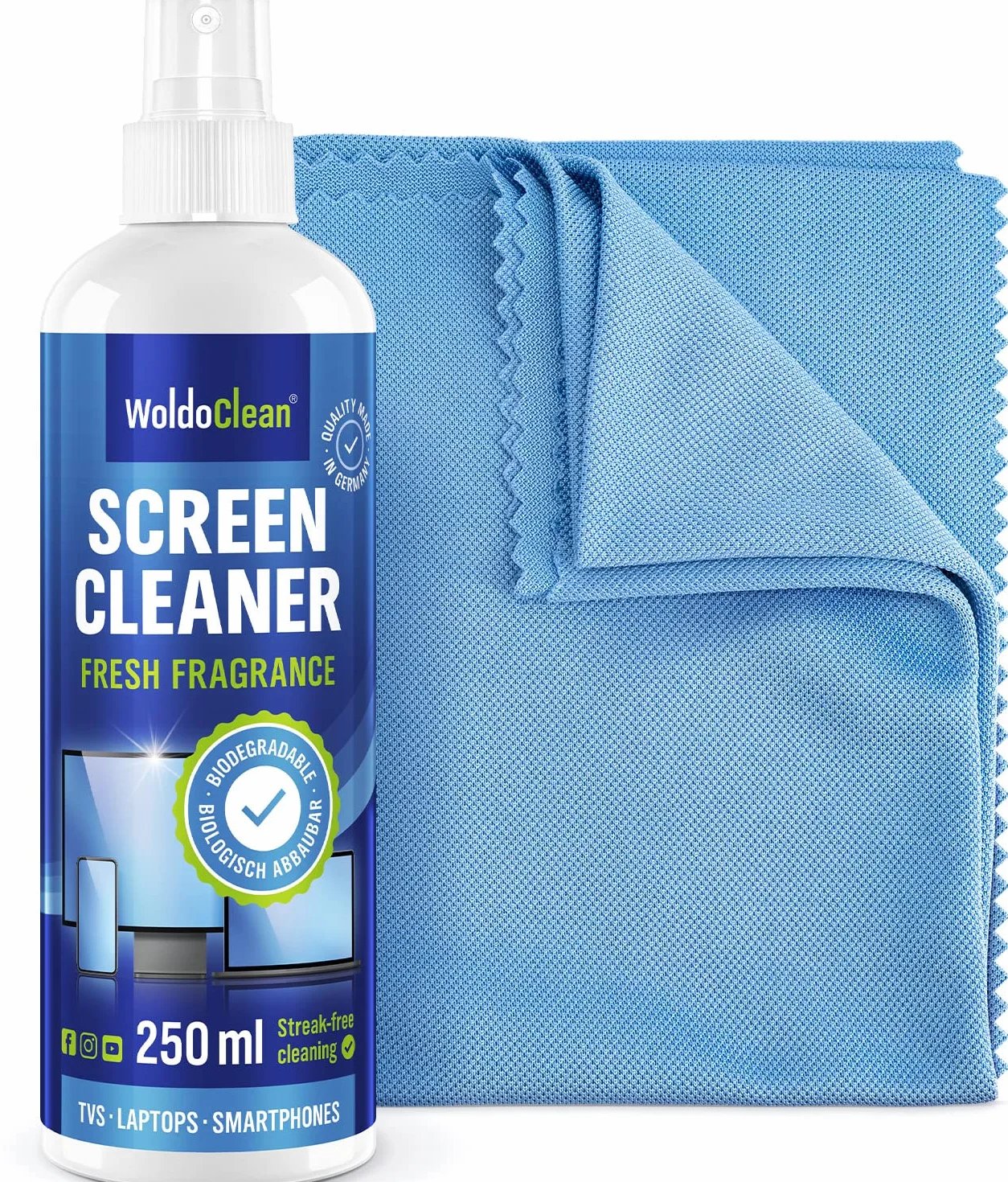Pulizia schermo 250ml con panno in microfibra per schermi monitor telefoni