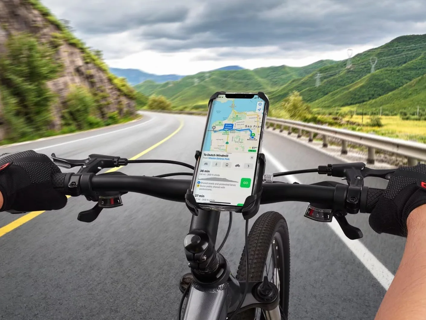 ROTTO Porta Cellulare da Bici Supporto Telefono Moto 360° Rotabile Alluminio Universale