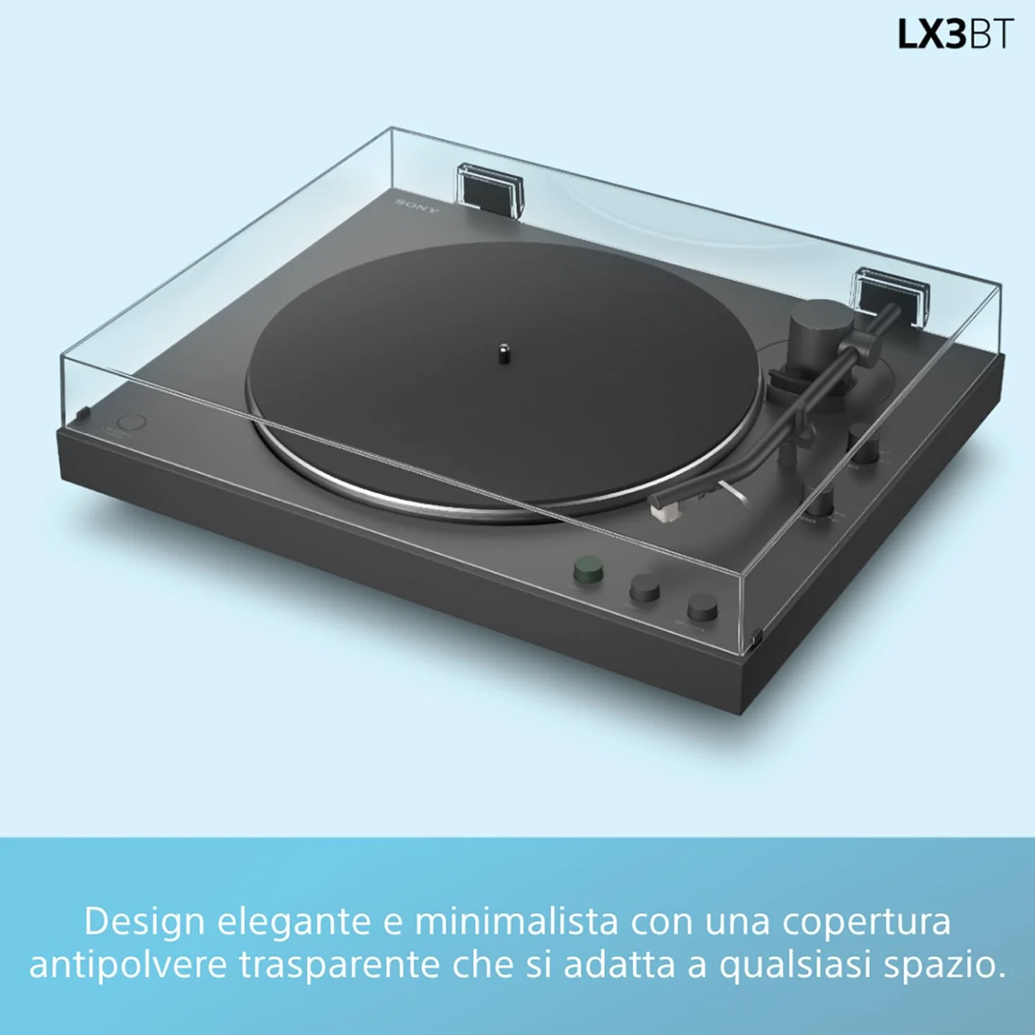 Sony PS-LX3BT giradischi wireless Bluetooth audio Hi-Res trasmissione a cinghia preamplificatore phono 2 velocità coperchio antipolvere