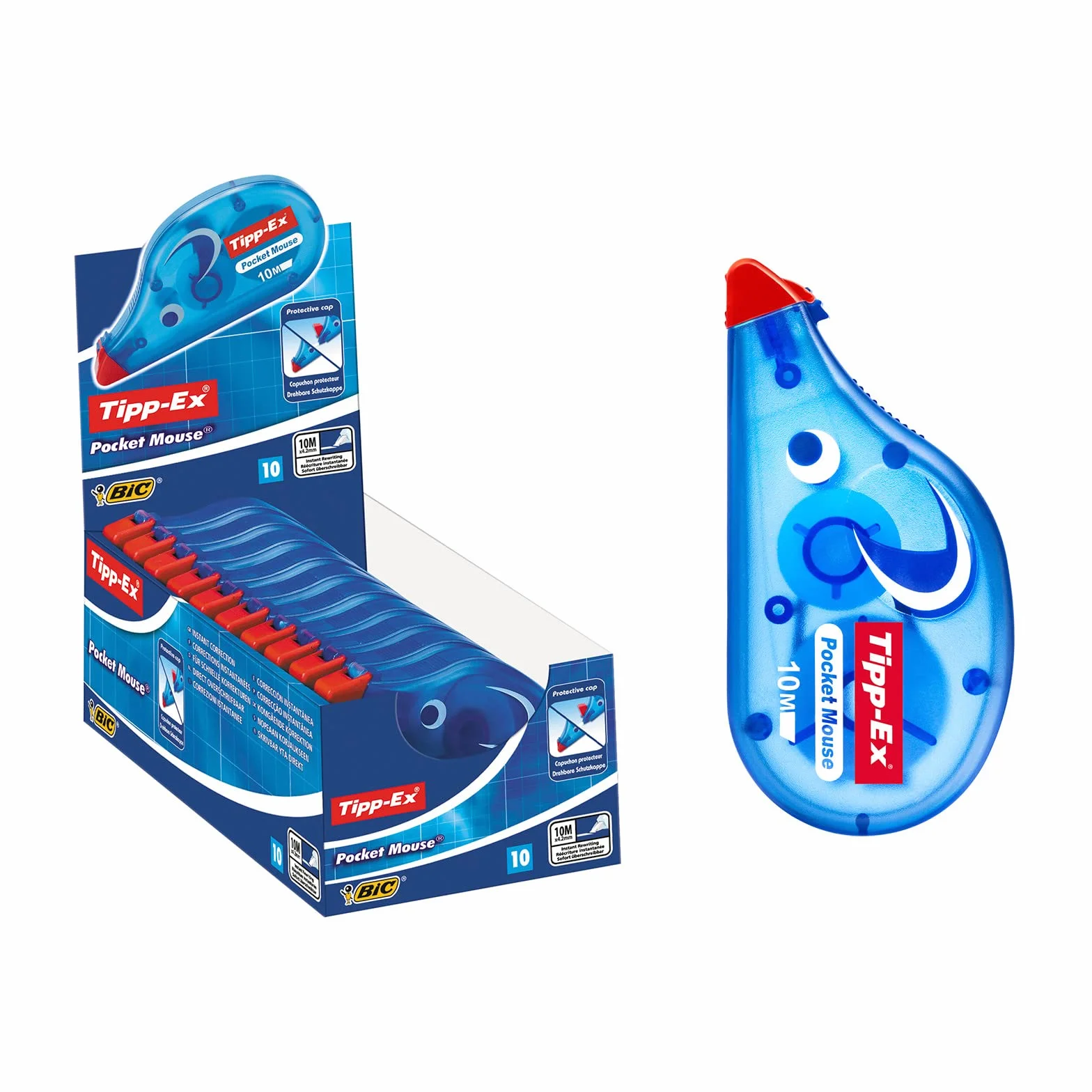 BIC Tipp-Ex Bianchetto a Nastro Mini Pocket Mouse Correttore a Nastro Confezione da 10