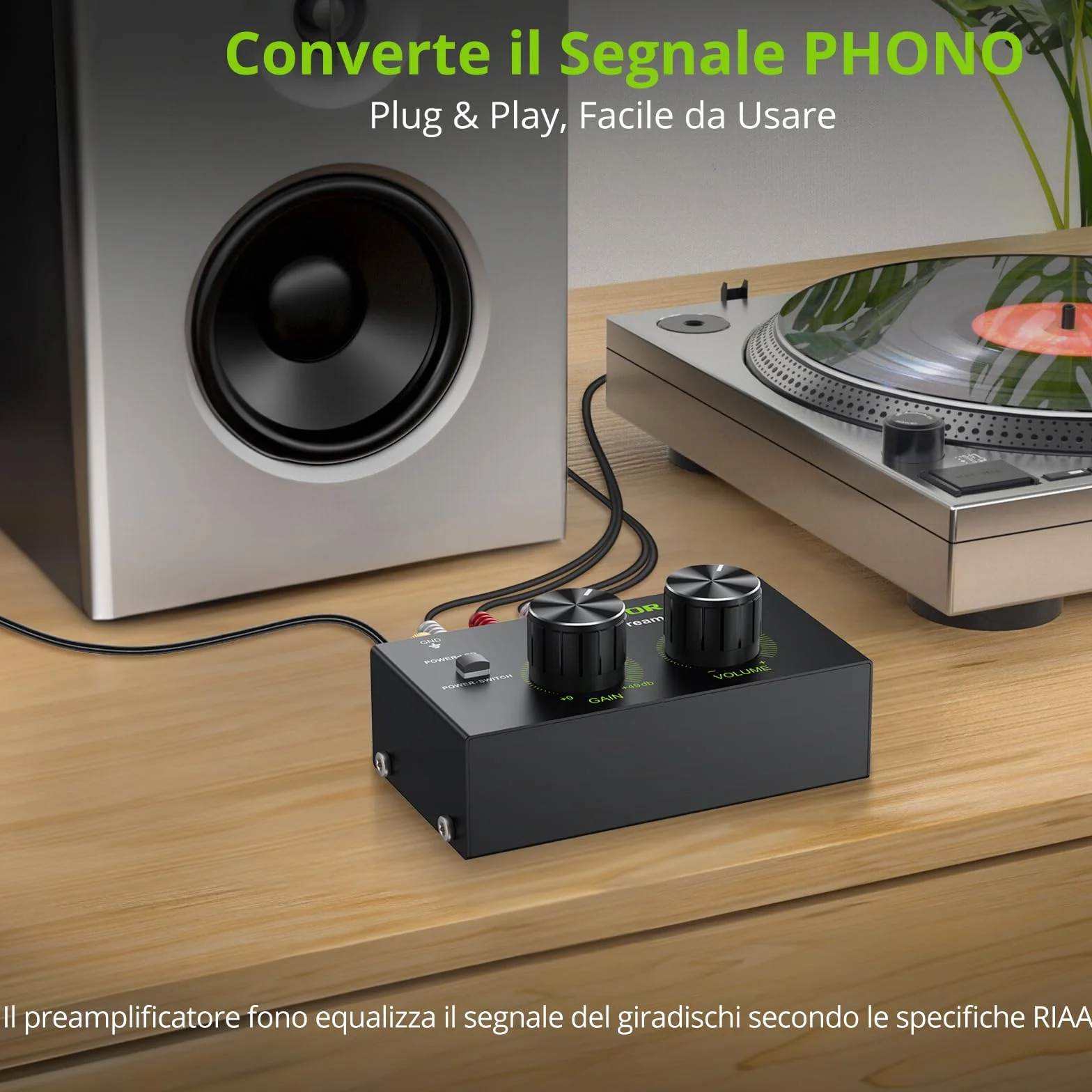 LiNKFOR Preamplificatore Giradischi Phono RCA 6.35mm DC 12V