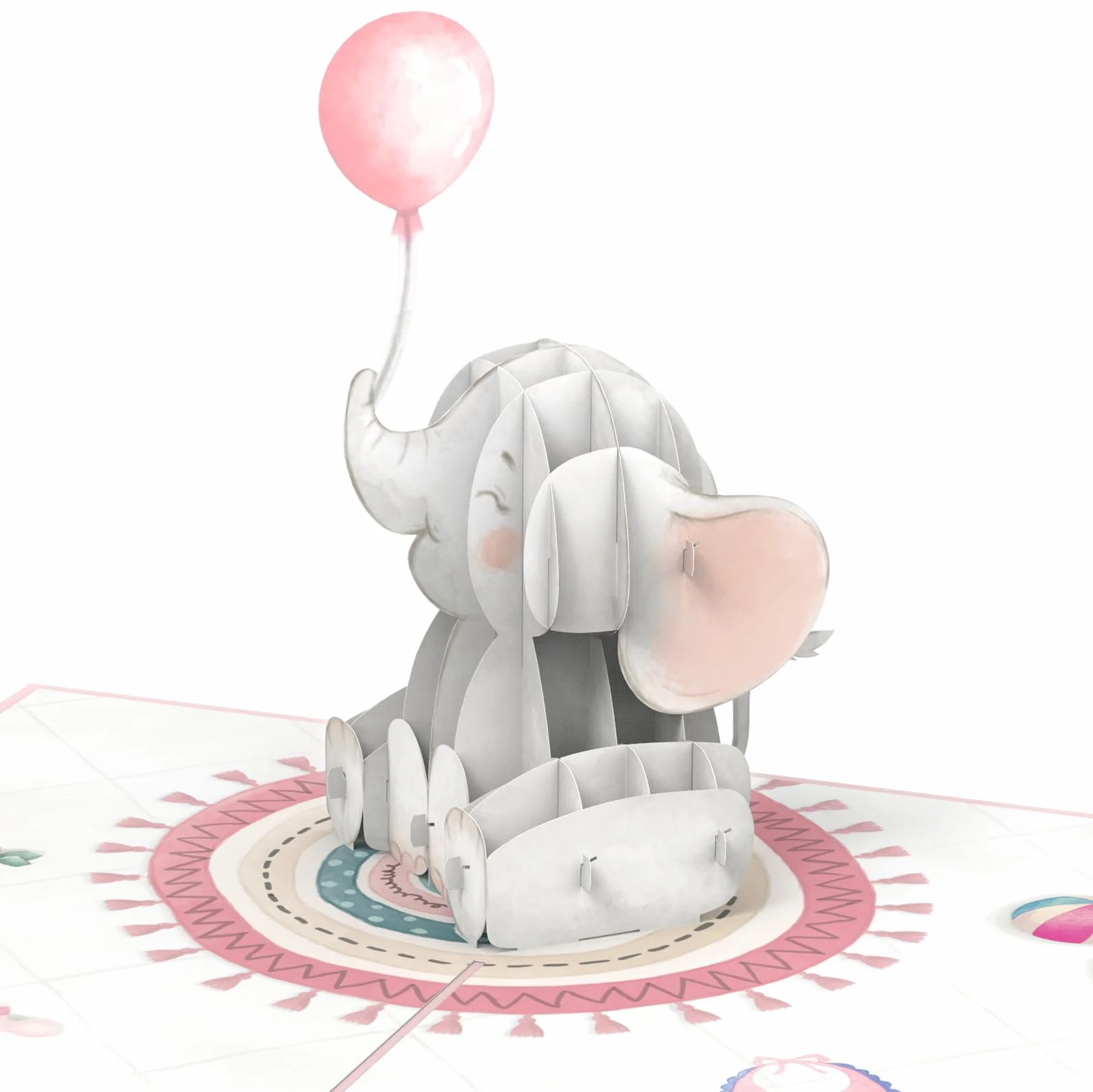 Papercrush® Biglietto pop-up elefante rosa 3D nascita ragazza, regalo denaro figlia, auguri nipoti