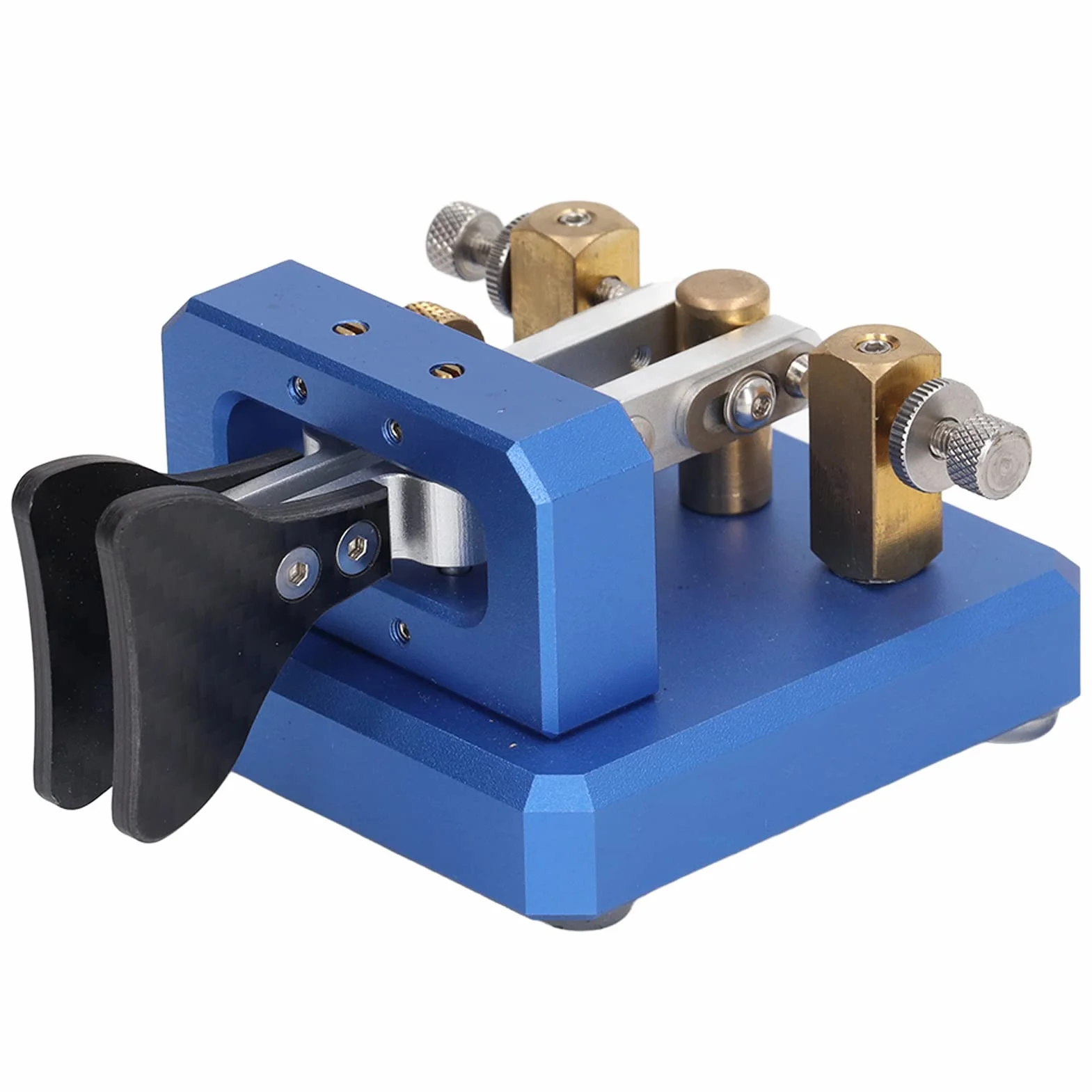 Chiave codice Morse Doppia paletta Chiave telegrafica CW automatica Strumento chiave codice Morse Acciaio (Blu)