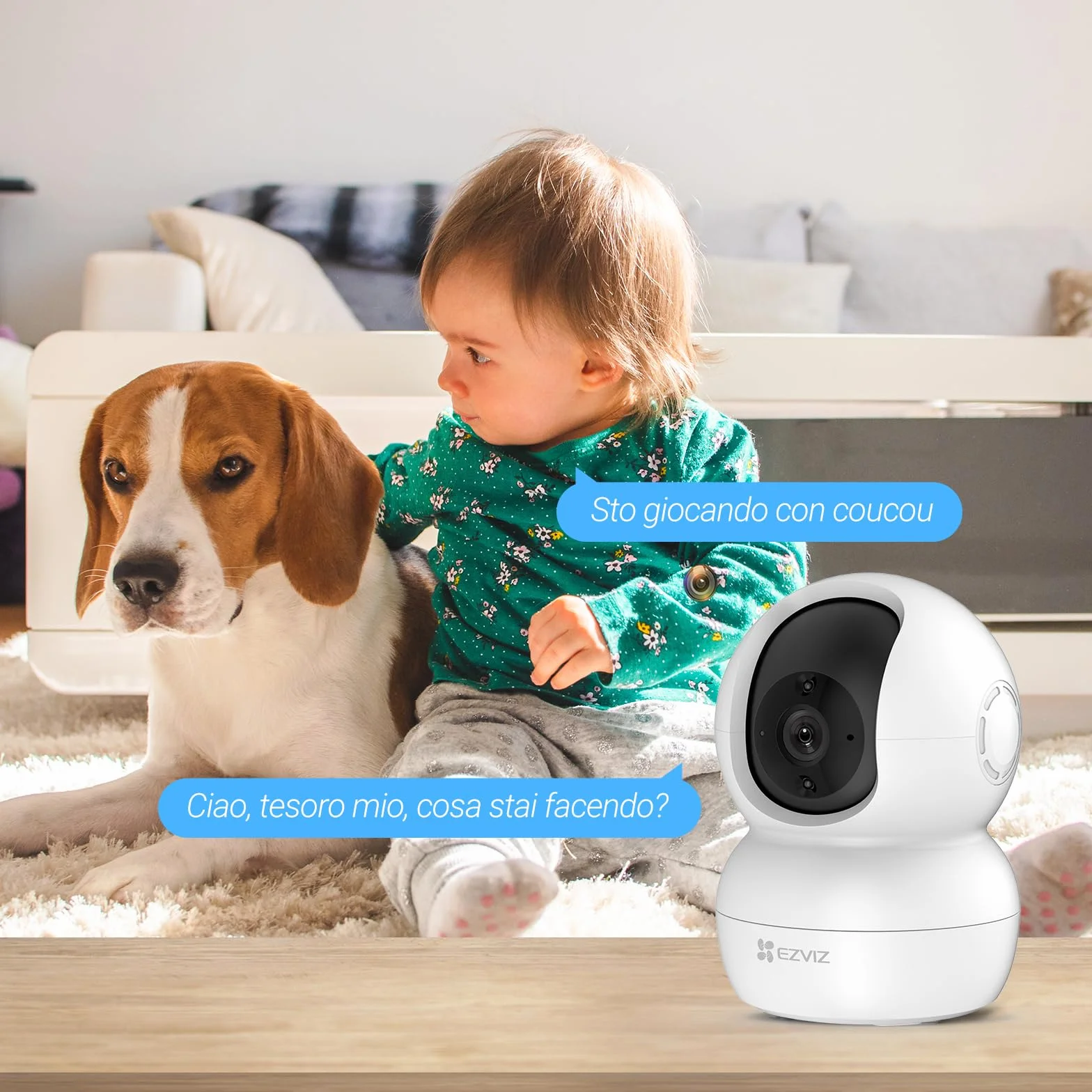 EZVIZ TY2 Telecamera da Interno Wifi IP 1080p Grandangolare Visione Notturna Audio Due Vie Compatibile con Alexa