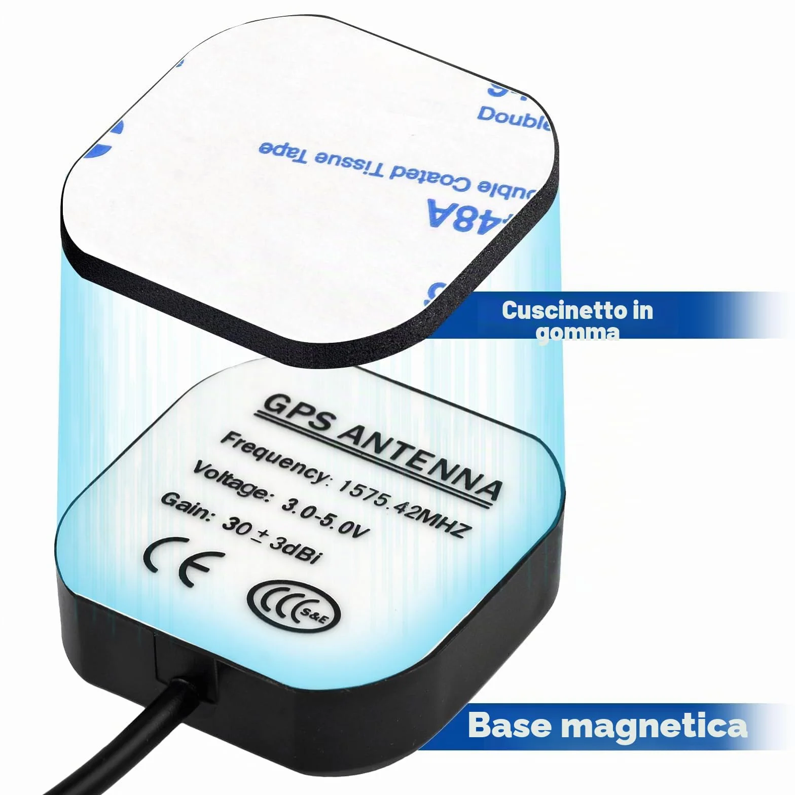 Bingfu Antenna GPS Auto Fakra C Base Magnetica Attiva per Radio Modulo Navigazione
