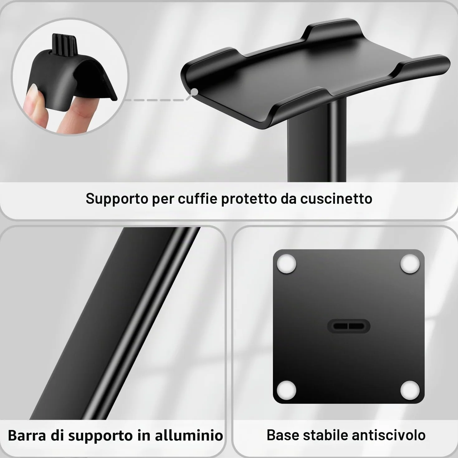 Supporto per Cuffie New Bee Universale per Sennheiser Sony Audio-Technica Bose AKG Alluminio Nero