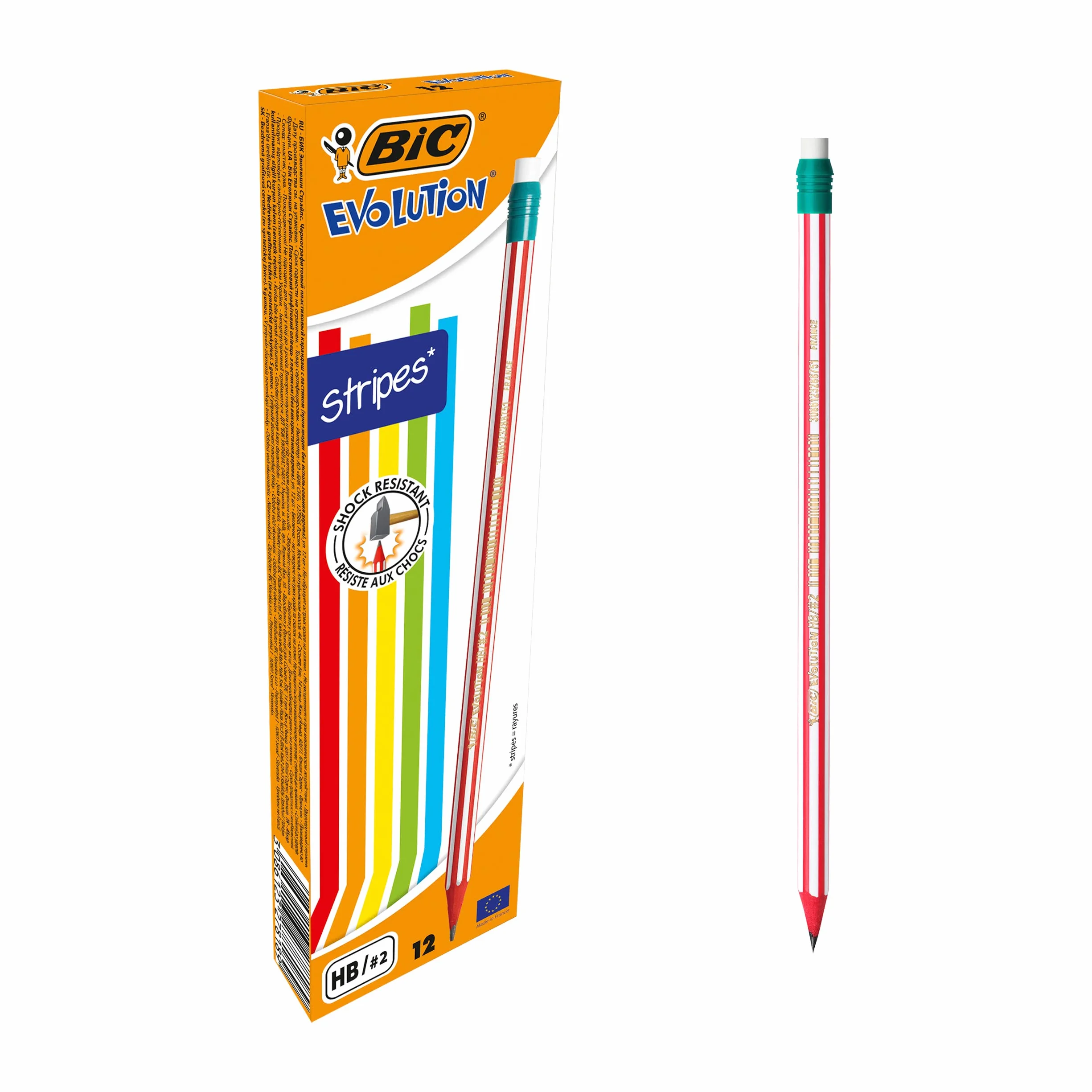 BIC Evolution Stripes 12 matite HB media senza legno infrangibile
