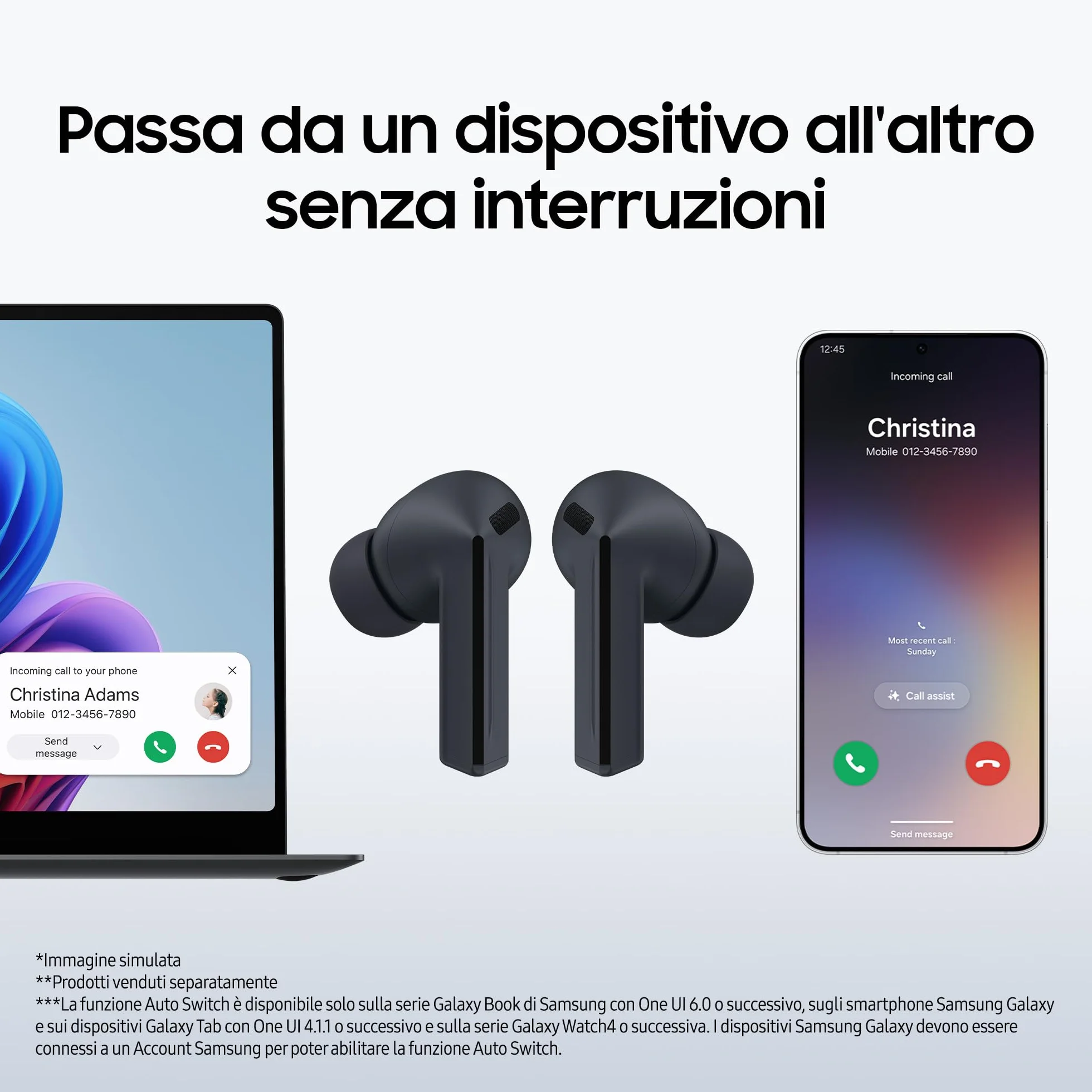 Samsung Galaxy Buds3 FE Auricolari Wireless Cancellazione Attiva del Rumore Audio 360 Nero 2025