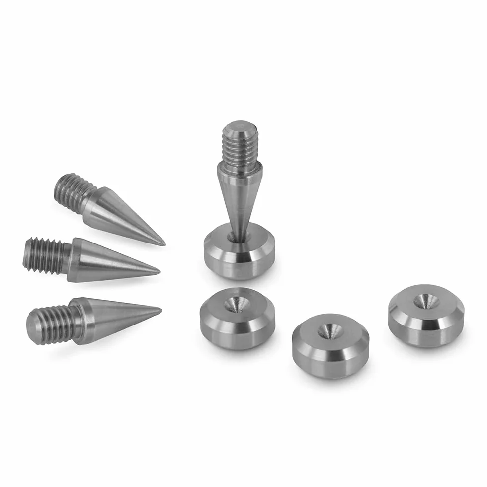 PrecisionGeek Punte e cuscinetti per altoparlanti acciaio inossidabile M6 cono 10 mm cuscinetti 16 mm smussata