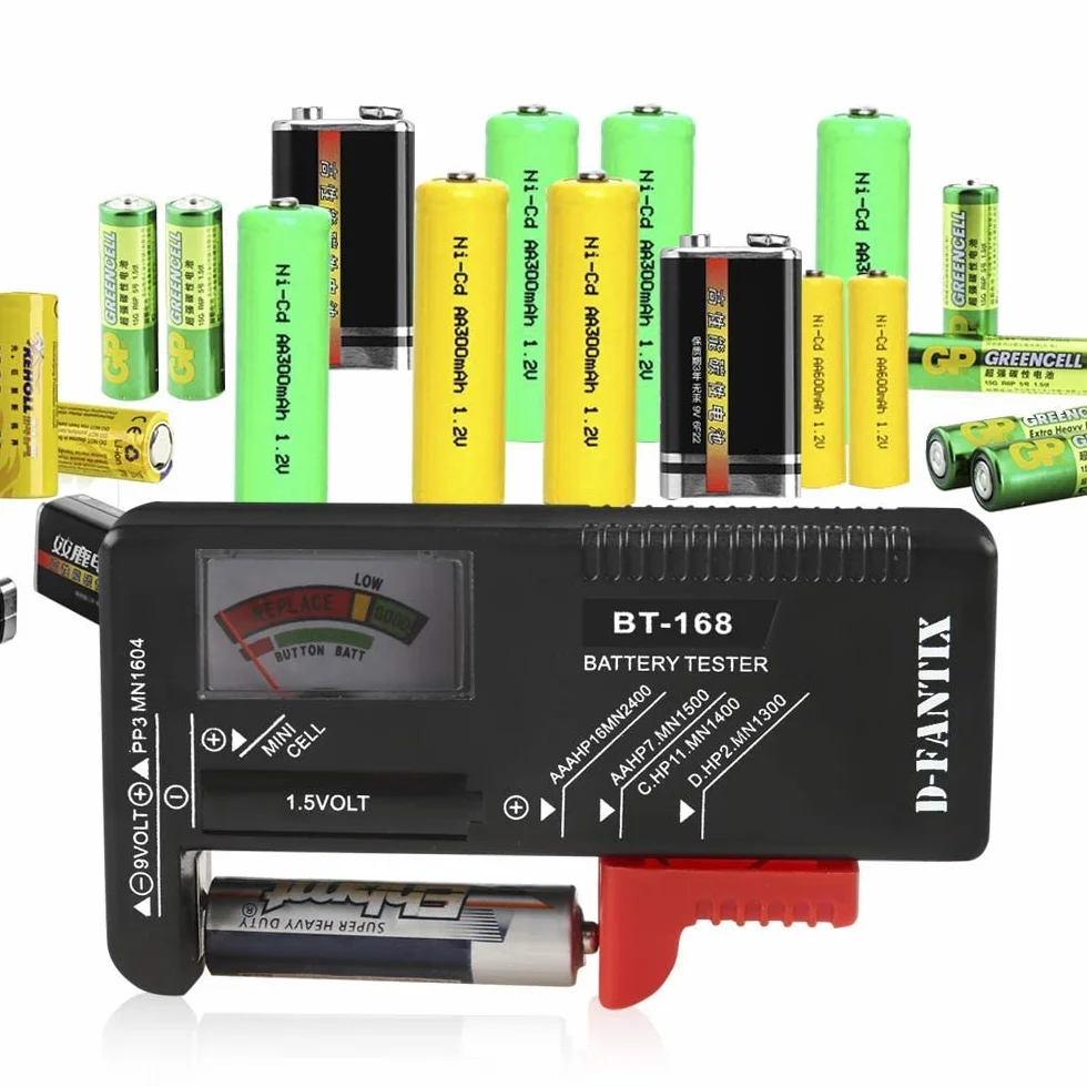D-FantiX Tester Batteria Universale BT-168, Volt Checker per AA AAA C D 9V 1.5V Button Cell