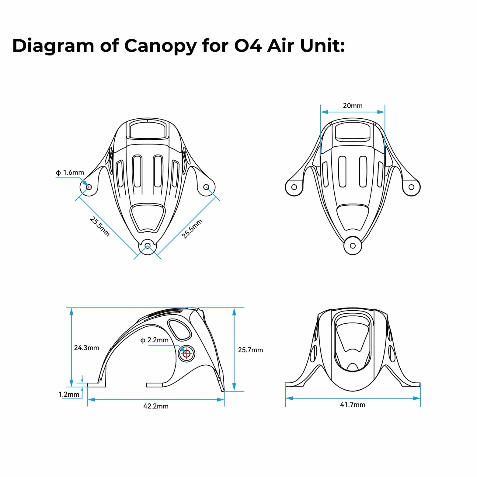 BETAFPV DJI O4 Air Unit kit di copertura per droni Whoop Meteor65 Pro Meteor75 Pro brushless quadcopter angolo fotocamera regolabile