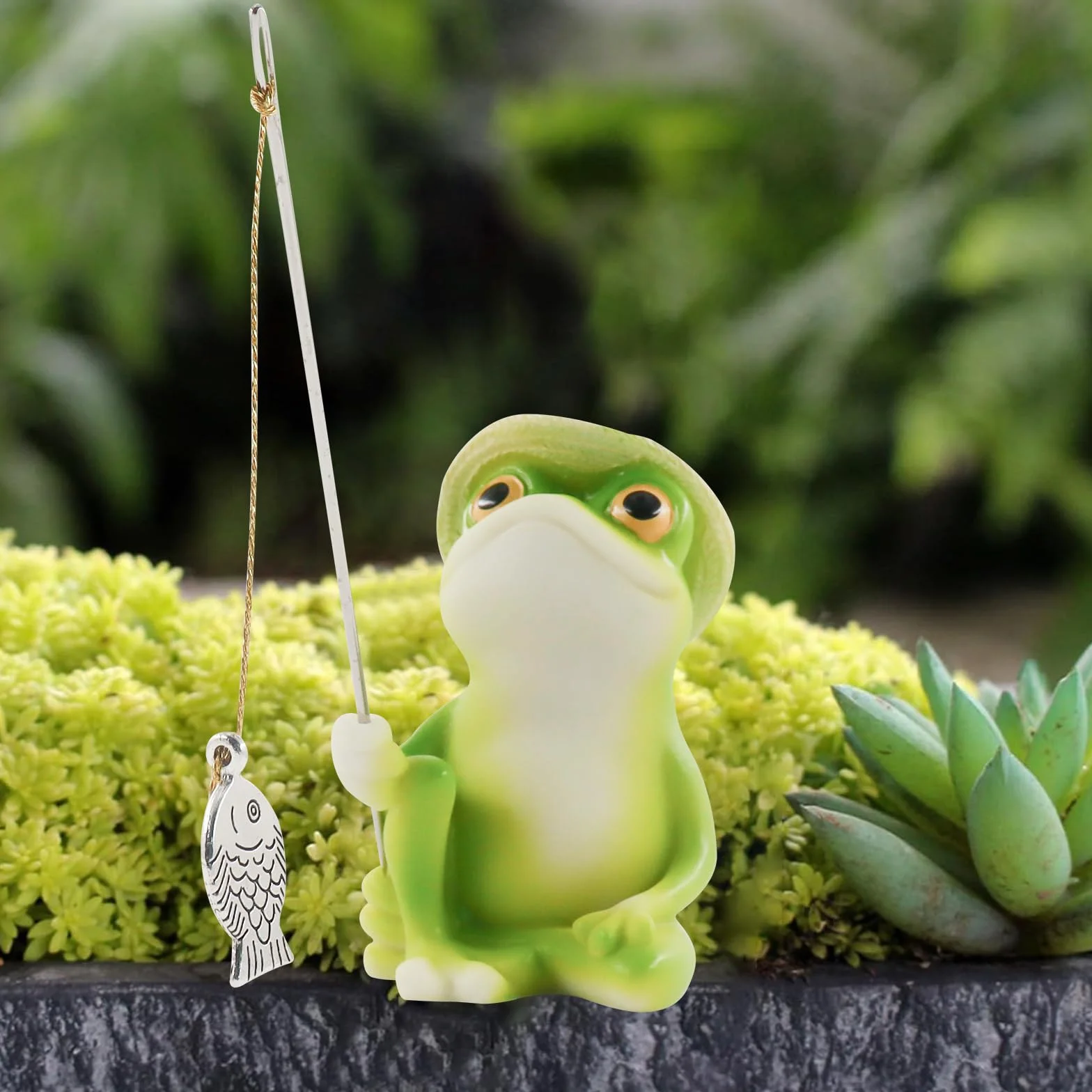 Statuetta di rana da giardino in resina – decorazione per laghetti esterni ed esterni – Nano da giardino