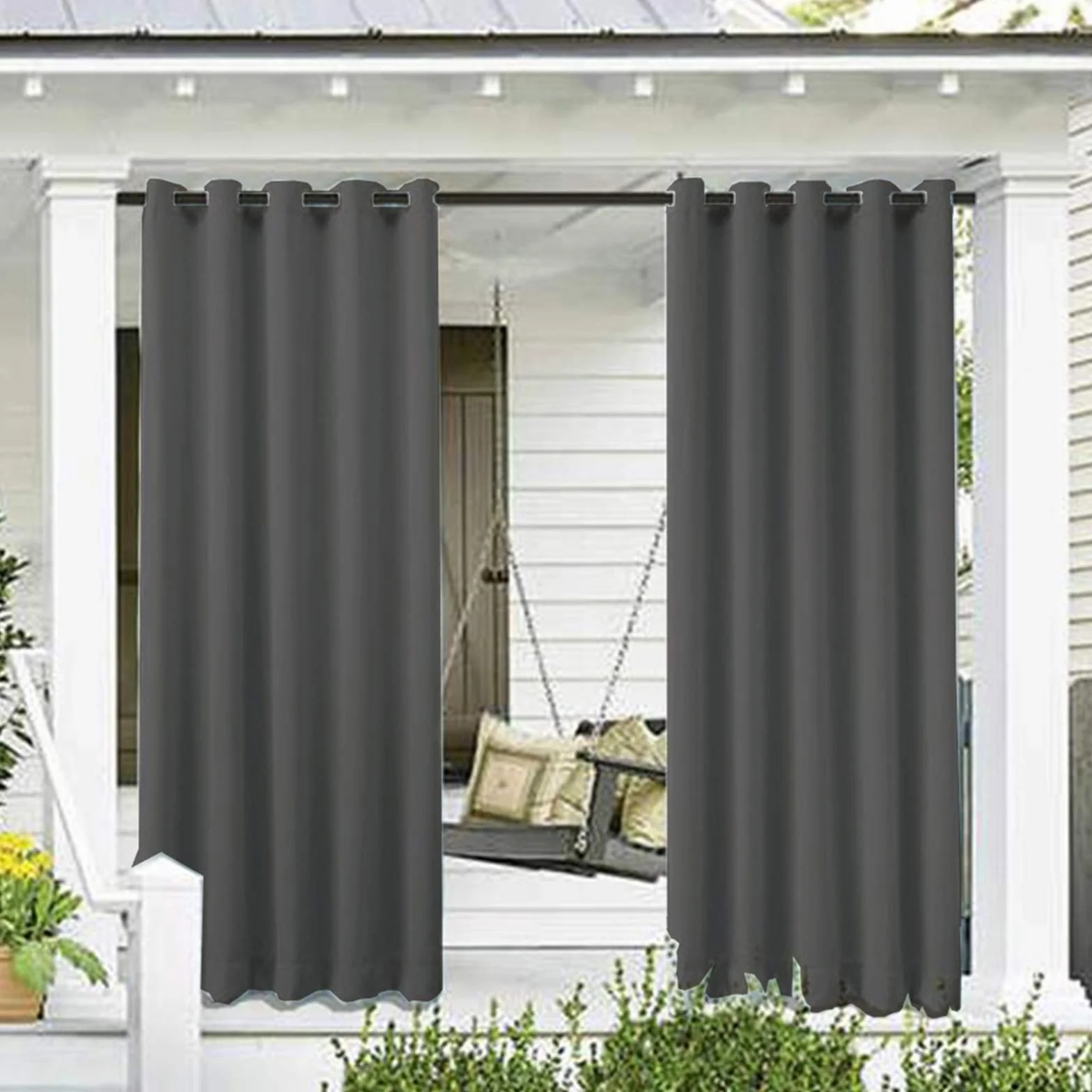 ele ELEOPTION Tenda per Esterni, Impermeabile, Protezione dai Raggi UV, con Occhielli, Oscurante, per Giardino, Cortile, Balcone, Grigio Scuro, 1 Pezzo / 132 X 240cm