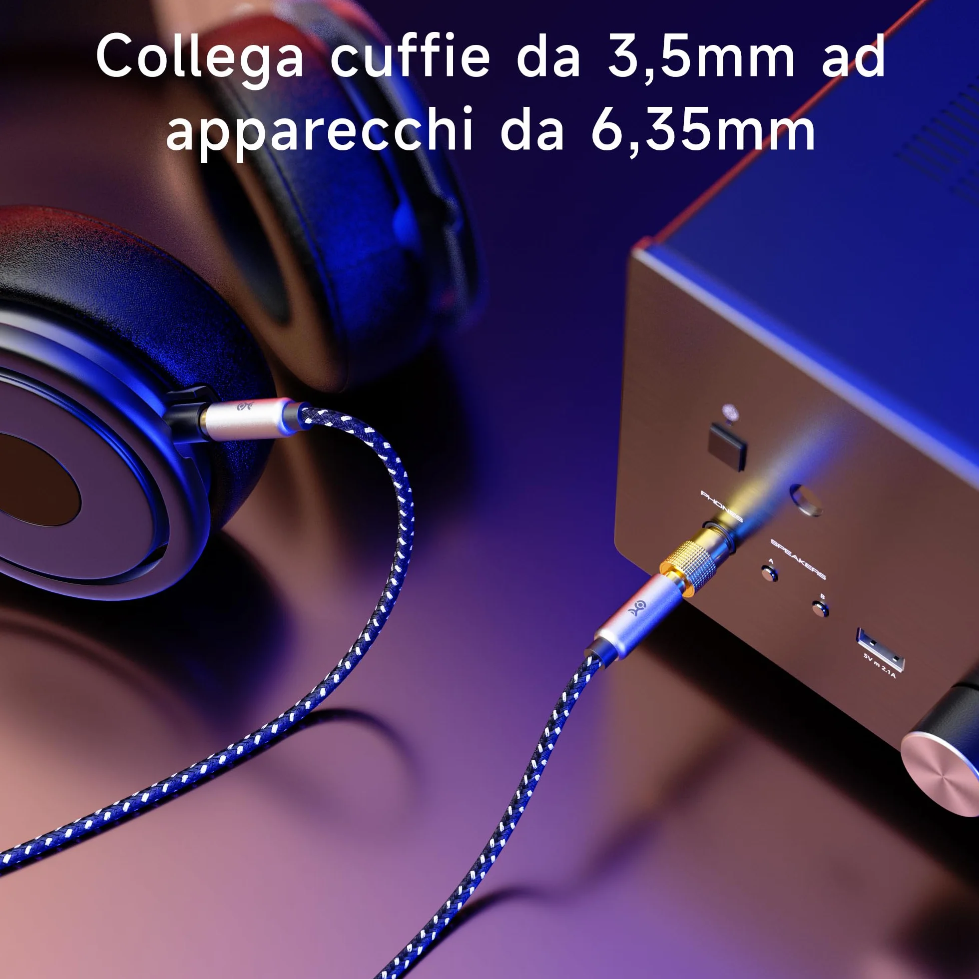 Cable Matters Confezione da 5 adattatori per cuffie 3,5 mm a 6,35 mm AUX jack