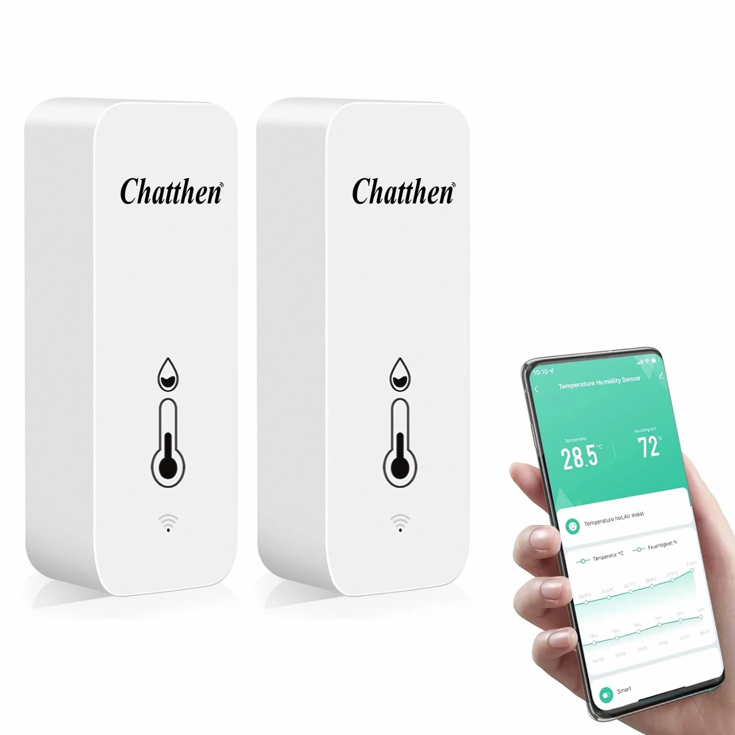Termometro Igrometro WiFi Tuya Digitale Sensore Temperatura con App, 2 Pack