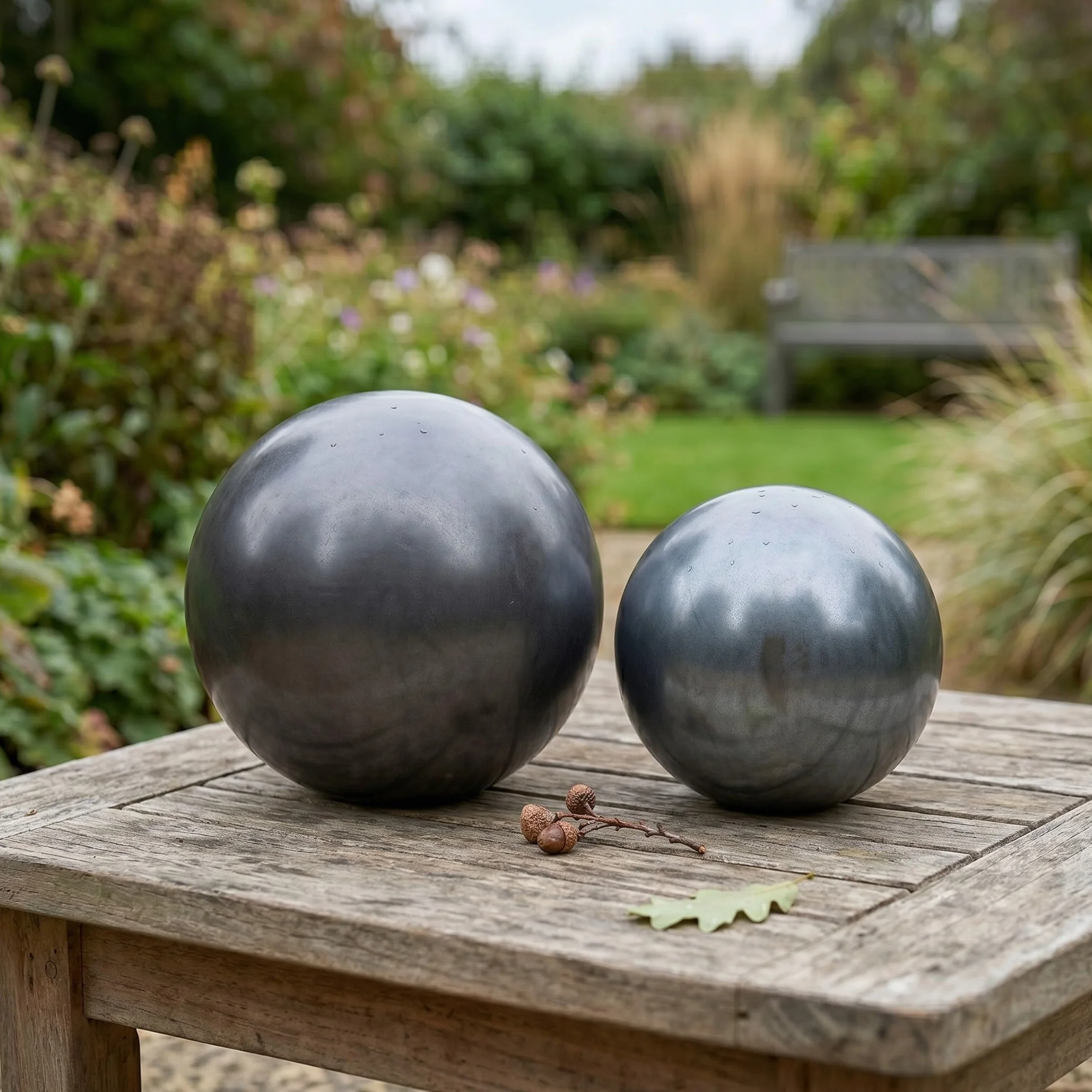 Palline decorative da giardino in ceramica, assolutamente resistenti al gelo e alle intemperie (antracite, set da 4)