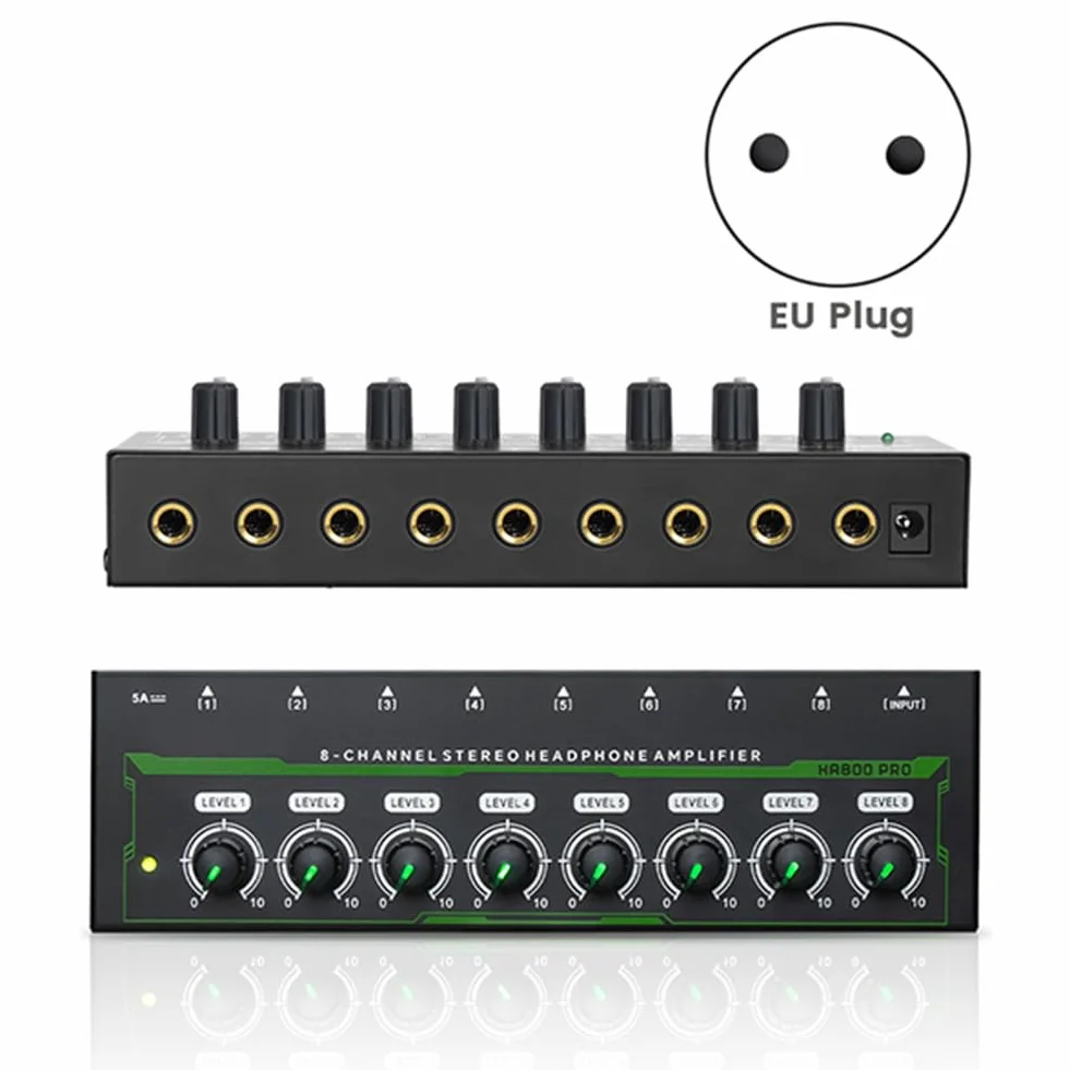 HA800 Pro 8 Canali Amplificatore per Cuffie Stereo RGB per Mixer Musicale Registrazione