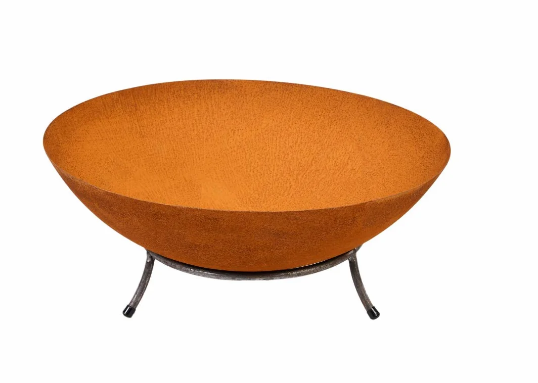 Köhko Braga - Braciere e ciotola decorativa, diametro 45 x altezza 20 cm, in ghisa con effetto ruggine con 3 piedi, per barbecue, giardino, cortile, terrazza e casa