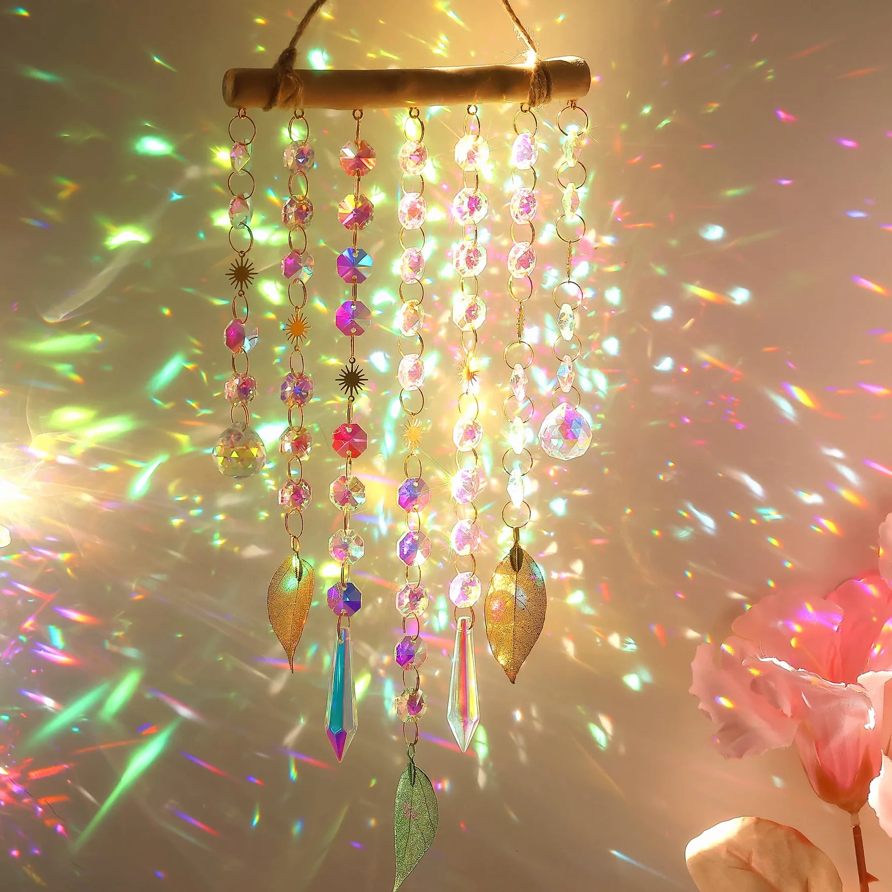 YeahBoom Acchiappasole Cristallo,Crystal Suncatcher,Appendere Vetro Acchiappa Sole,Pendenti Prismi Cristallo,Appeso Arcobaleno Prisma Finestra,Pendenti Suncatcher Decorazione per Casa Giardino Nozze
