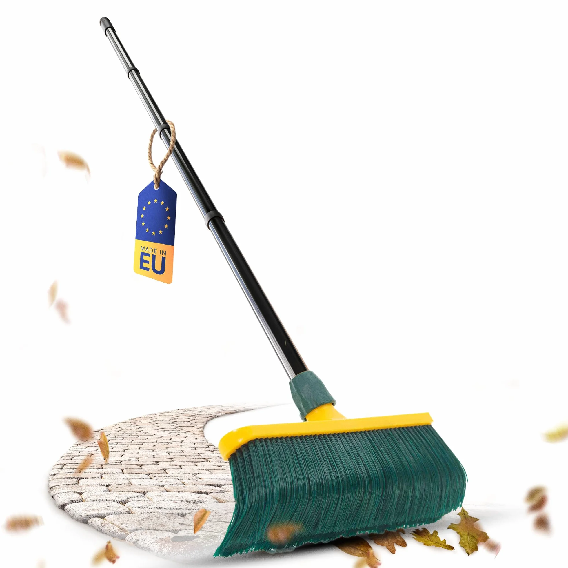Novaliv Scopa con Manico di Alta Qualità 30 cm - Spazzola Speciale con Setole Curve e Testa in Plastica per Giardino, Prato Artificiale e Campeggio