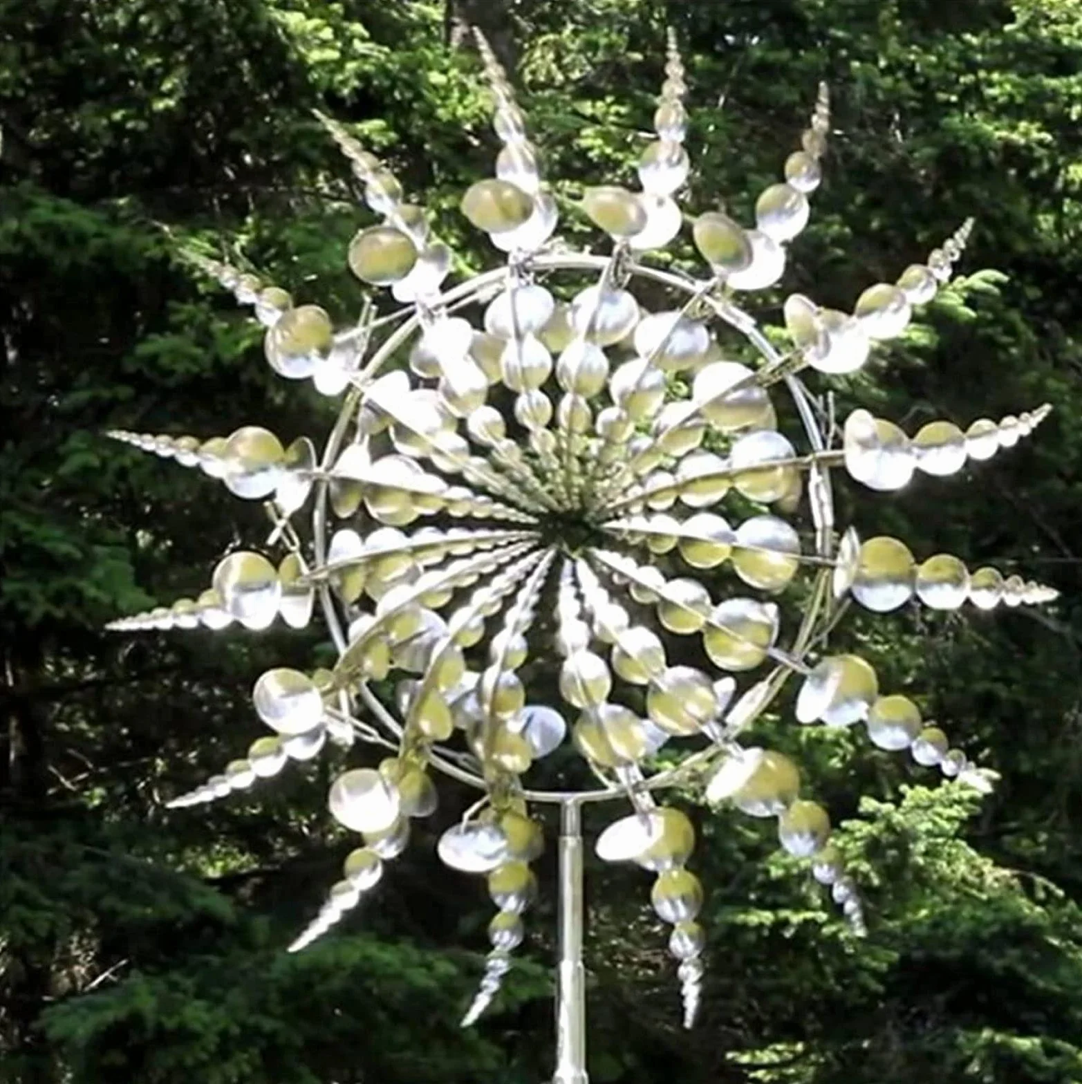 Unique And Magical Metal Windmill - Sculptures Move with The Wind, 3D Wind Powered Kinetic Sculpture, Dynamic Wind Spinner Bidirectional, Kinetic Metal Wind Spinners with Metal Garden Stake