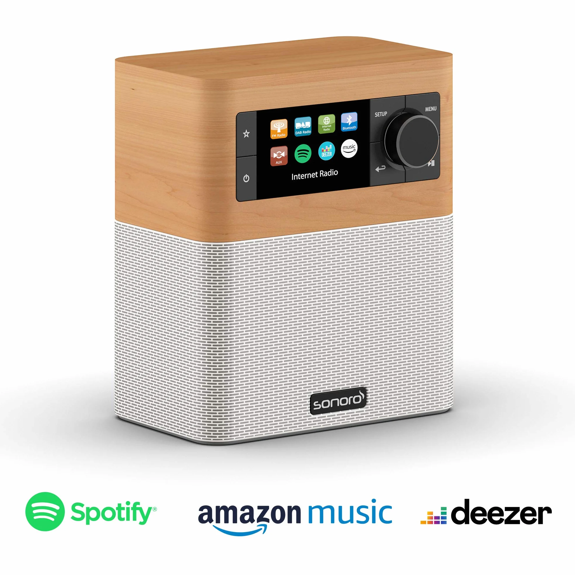 Sonoro Radio Internet Bluetooth DAB+ FM WLAN MP3 Spotify Amazon Deezer resistente agli schizzi acero bianco