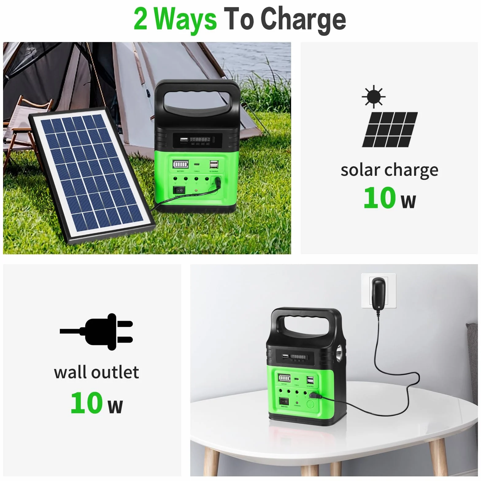 Upgrade-Vclpower Stazione di Alimentazione Power Bank DC 20000mAh con Pannelli Solari, Uscita 12V/9V Ricarica Rapida Stazione di Alimentazione Portatile per Casa Emergenza Campeggio All'aperto