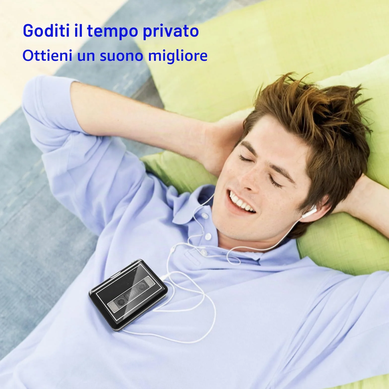 Lettore di Cassette Portatile, Converte in MP3, Compatibile con Computer, Riavvolgimento Automatico, Registrazione Digitale